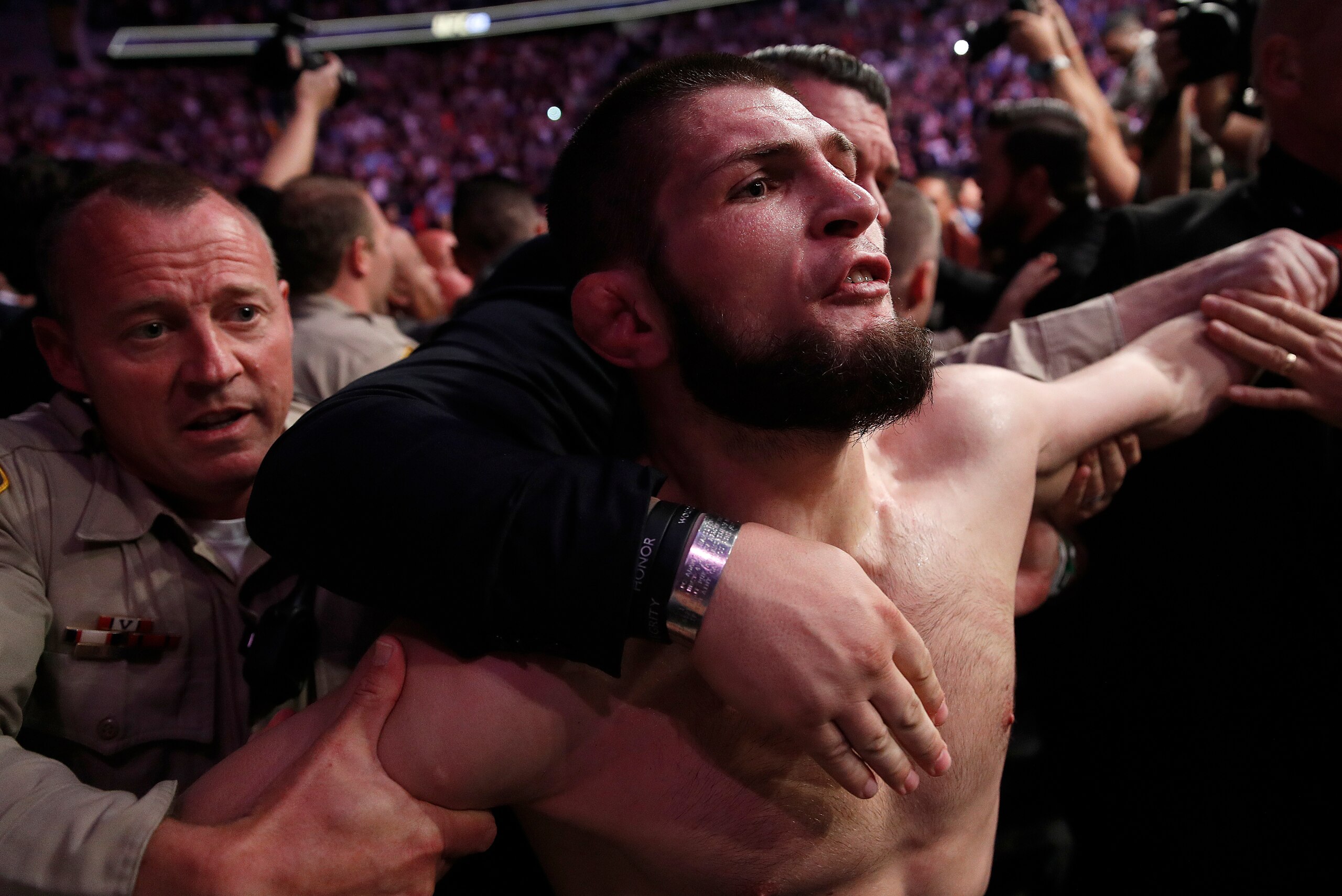 Khabib Nurmagomedov during the post-UFC 229 brawl.