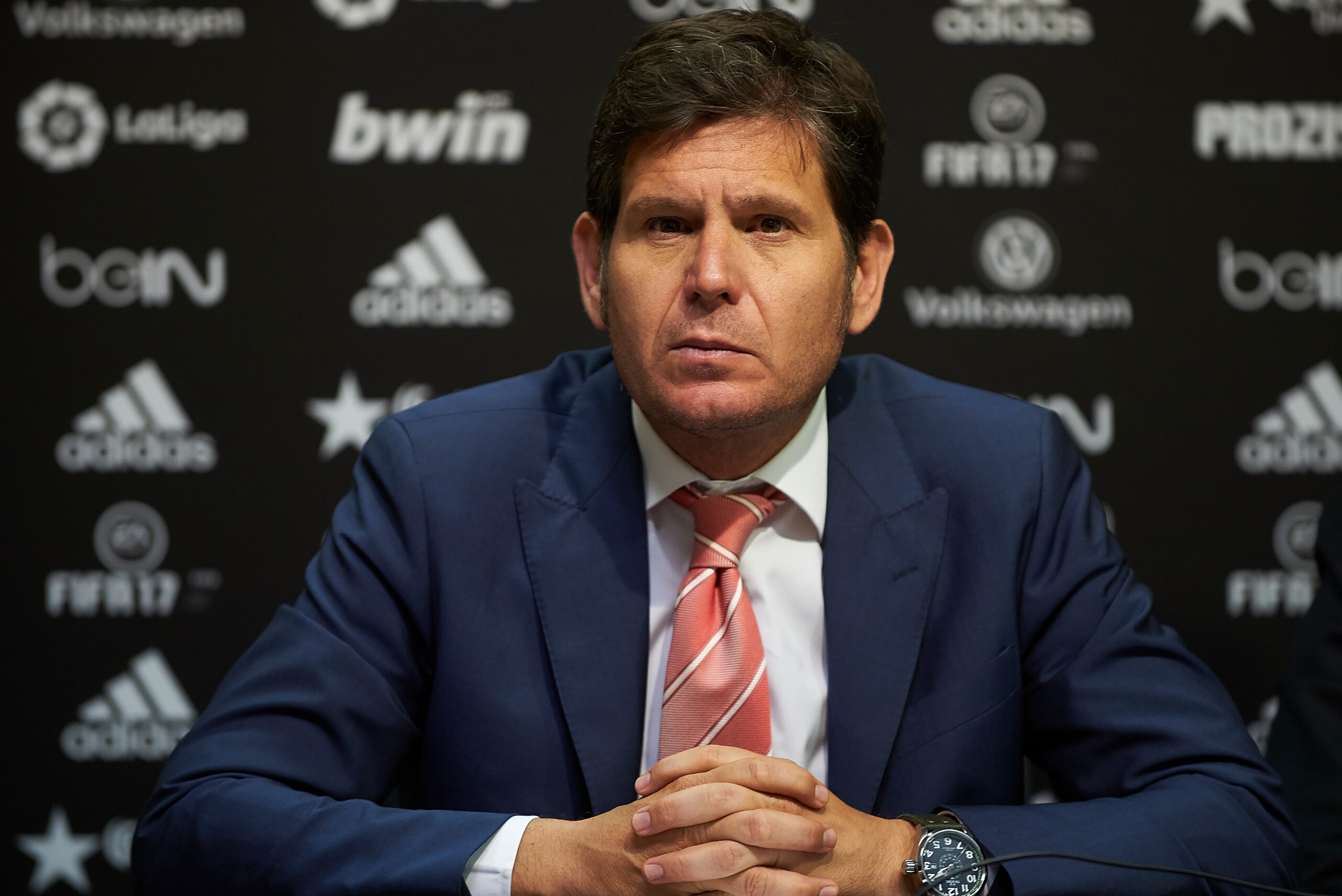 VALENCIA, SPAIN - MAY 23: Valencia CF General Manager Mateu Alemany attends the presentation of Valencia CF head coach Marcelino Garcia at Mestalla stadium on May 23, 2017 in Valencia, Spain. (Photo by Manuel Queimadelos Alonso/Getty Images) VALENCIA, SPAIN - MAY 23: Valencia CF General Manager Mateu Alemany attends the presentation of Valencia CF head coach Marcelino Garcia at Mestalla stadium on May 23, 2017 in Valencia, Spain. (Photo by Manuel Queimadelos Alonso/Getty Images)