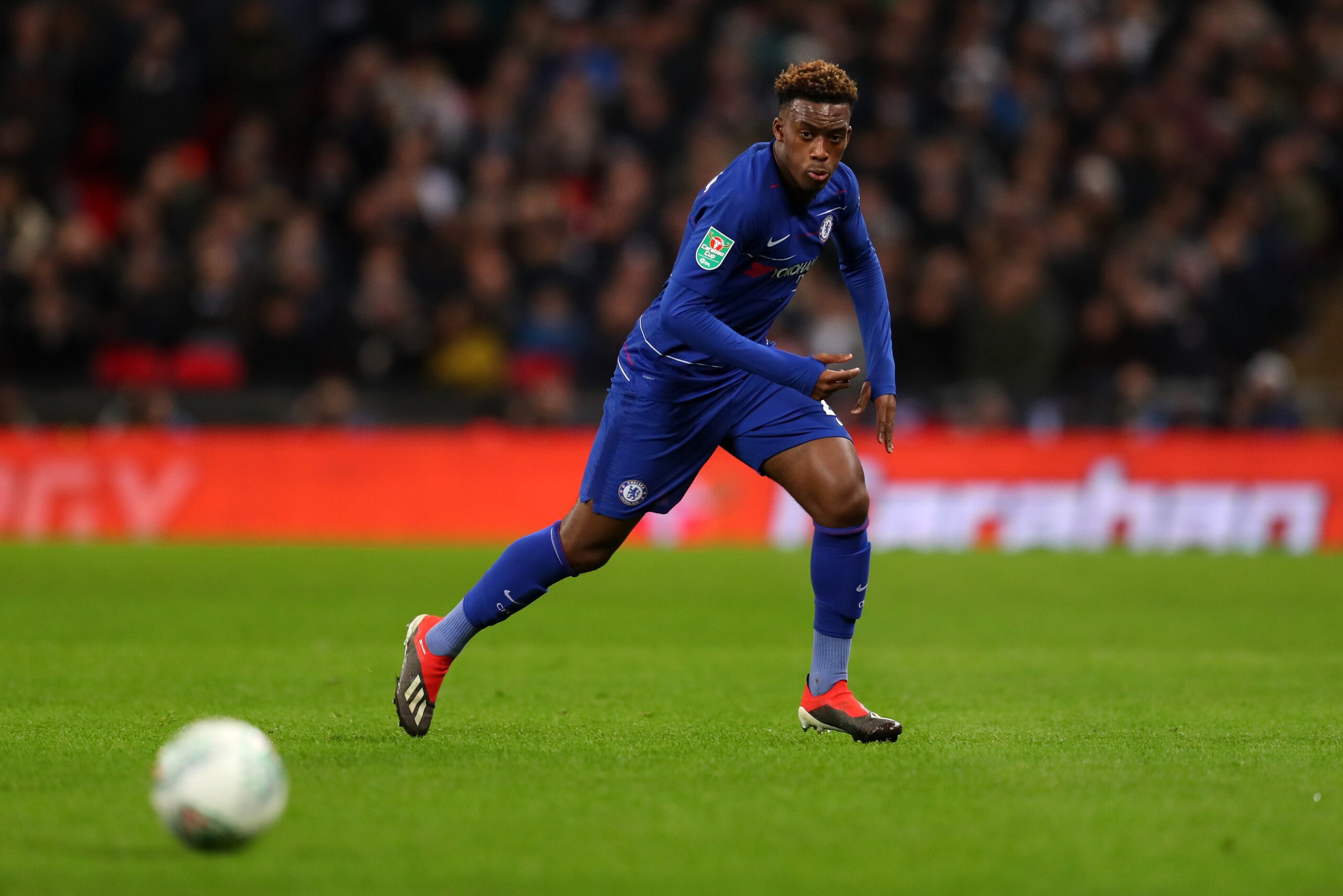 LONDON, ENGLAND - JANUARY 08: Callum Hudson-Odoi of Chelsea during Carabao Cup Semi-Final between Tottenham Hotspur and Chelsea at Wembley Stadium on January 8, 2019 in London, England. (Photo by Catherine Ivill/Getty Images) LONDON, ENGLAND - JANUARY 08: Callum Hudson-Odoi of Chelsea during Carabao Cup Semi-Final between Tottenham Hotspur and Chelsea at Wembley Stadium on January 8, 2019 in London, England. (Photo by Catherine Ivill/Getty Images)
