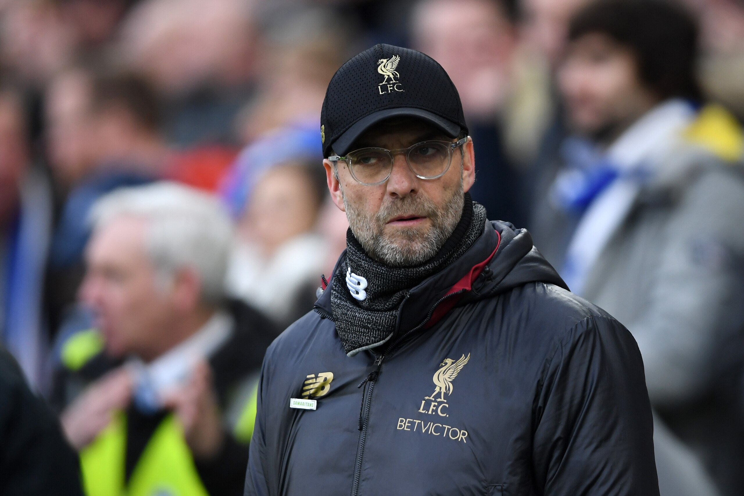 BRIGHTON, ENGLAND - JANUARY 12:  Jurgen Klopp, Manager of Liverpool looks on prior to the Premier League match between Brighton & Hove Albion and Liverpool FC at American Express Community Stadium on January 12, 2019 in Brighton, United Kingdom.  (Photo b