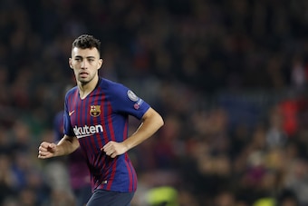 Munir El Haddadi of FC Barcelona during the UEFA Champions League group B match between FC Barcelona and Tottenham Hotspur FC at the Camp Nou stadium on December 11, 2018 in Barcelona, Spain(Photo by VI Images via Getty Images)