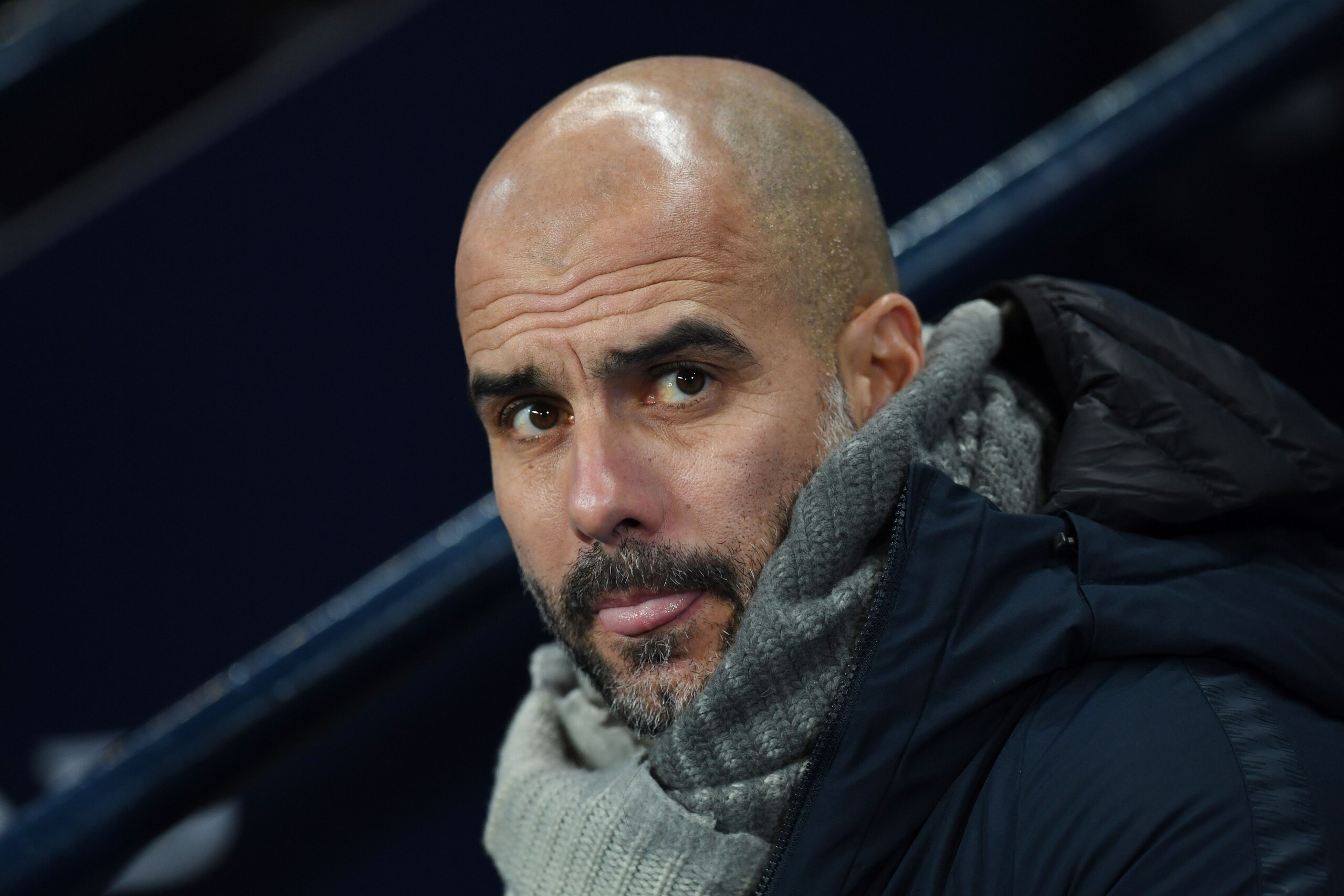 Manchester City's Spanish manager Pep Guardiola looks on during the League Cup first leg semi-final football match between Manchester City and Burton Albion at the Etihad stadium in Manchester, northwest England on January 9, 2019. (Photo by Paul ELLIS / 