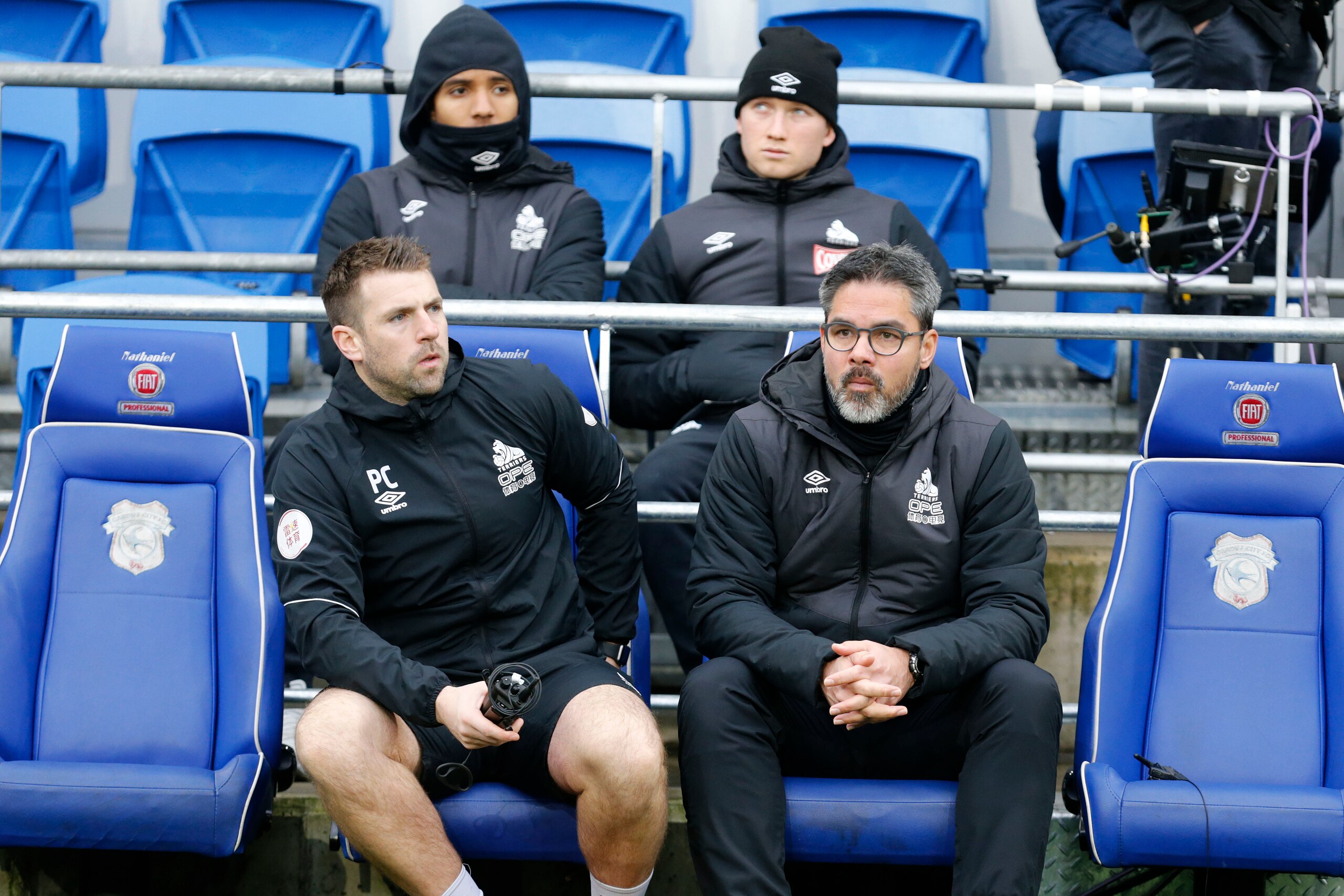 CARDIFF, WALES - JANUARY 12: David Wagner of Huddersfield Town with his coaching staff before the Premier League match between Cardiff City and Huddersfield Town at Cardiff City Stadium on January 12, 2019 in Cardiff, United Kingdom. (Photo by John Early/ CARDIFF, WALES - JANUARY 12: David Wagner of Huddersfield Town with his coaching staff before the Premier League match between Cardiff City and Huddersfield Town at Cardiff City Stadium on January 12, 2019 in Cardiff, United Kingdom. (Photo by John Early/