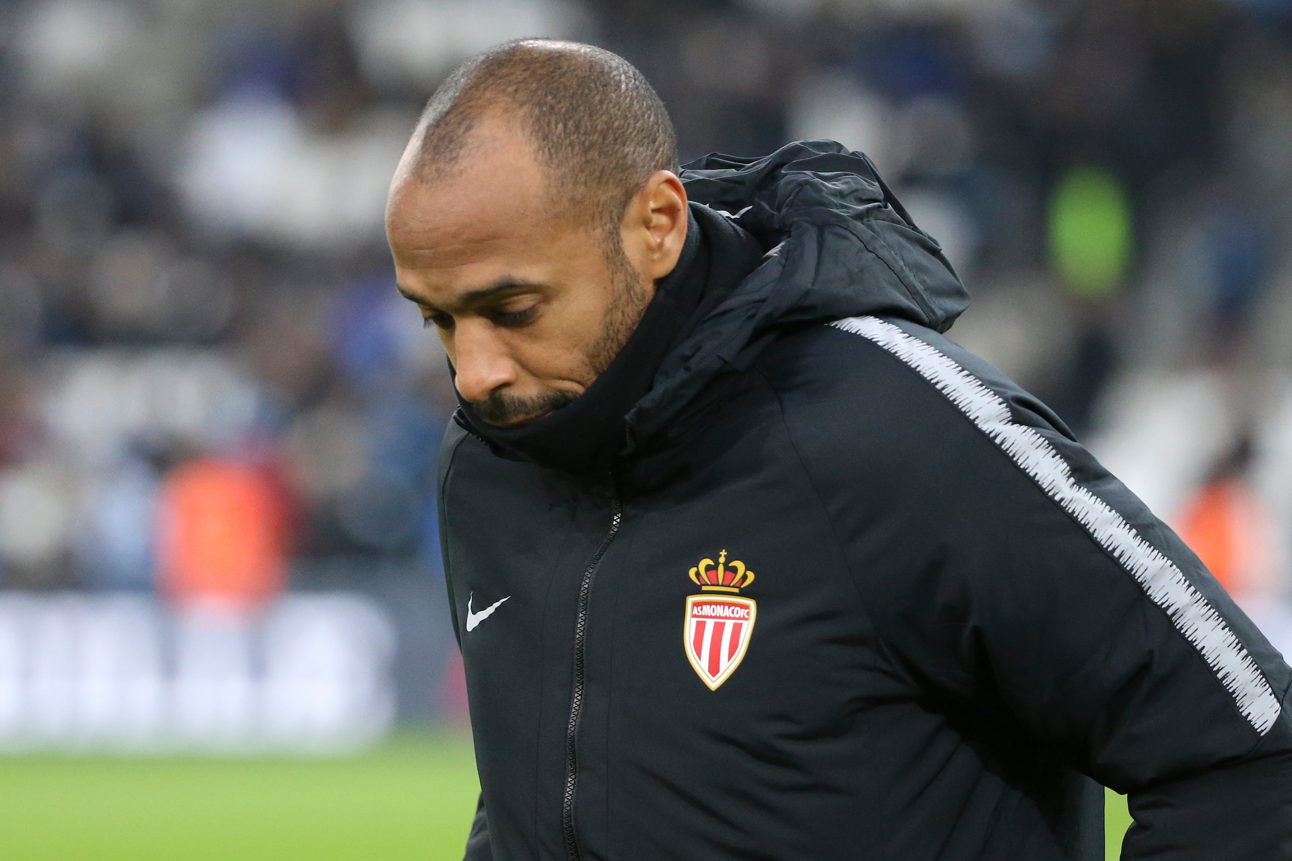 MARSEILLE, FRANCE - JANUARY 13: Coach of Monaco Thierry Henry during the french Ligue 1 match between Olympique de Marseille (OM) and AS Monaco at Stade Velodrome on January 13, 2019 in Marseille, France. (Photo by Jean Catuffe/Getty Images)