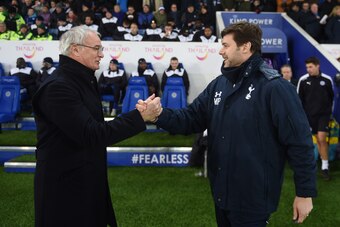 LEICESTER, ENGLAND - JANUARY 20:  Claudio Ranieri the manager of Leicester City greets Mauricio Pochettino the manager of Spurs prior to kickoff during the Emirates FA Cup Third Round Replay match between Leicester City and Tottenham Hotspur at The King P