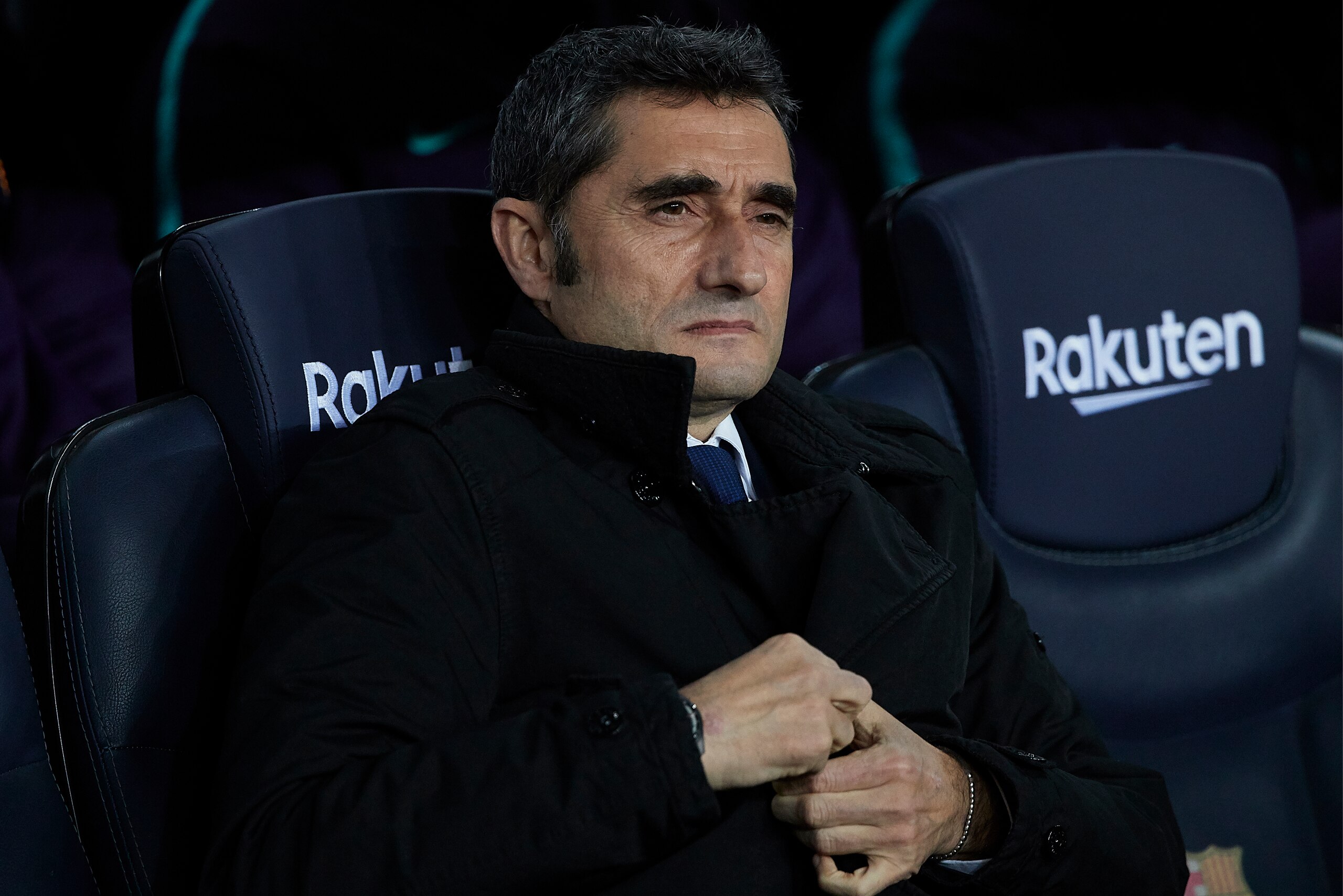 BARCELONA, SPAIN - JANUARY 13: Ernesto Valverde, Manager of FC Barcelona looks on prior to the La Liga match between FC Barcelona and SD Eibar at Camp Nou on January 13, 2019 in Barcelona, Spain. (Photo by Quality Sport Images/Getty Images)