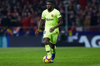 MADRID, SPAIN - NOVEMBER 24:  Samuel Umtiti of FC Barcelona in action during the La Liga match between Club Atletico de Madrid and FC Barcelona at Wanda Metropolitano on November 24, 2018 in Madrid, Spain.  (Photo by Quality Sport Images/Getty Images)