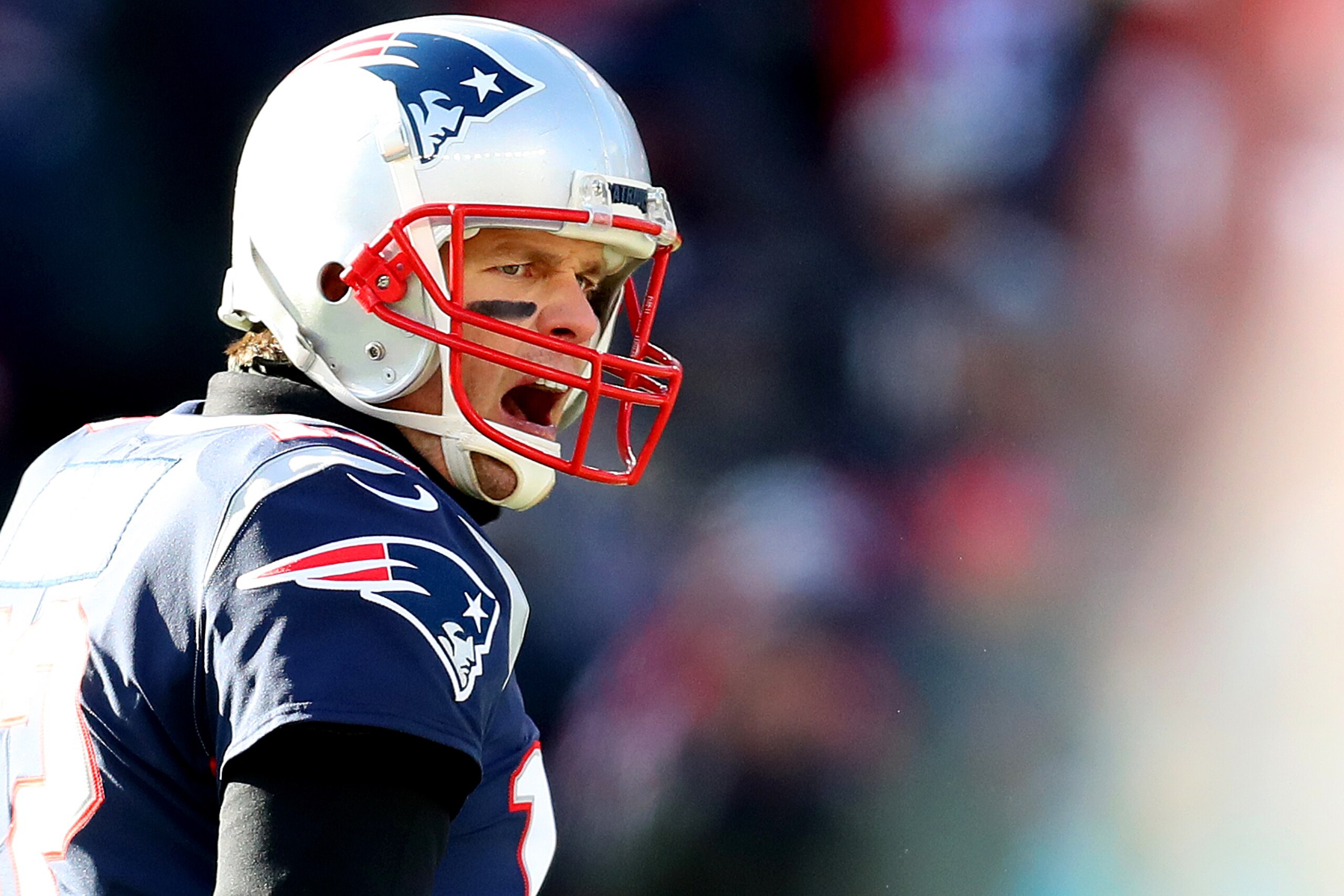 FOXBOROUGH, MASSACHUSETTS - JANUARY 13: Tom Brady #12 of the New England Patriots celebrates during the game against the Los Angeles Chargers at Gillette Stadium on January 13, 2019 in Foxborough, Massachusetts. (Photo by Maddie Meyer/Getty Images) FOXBOROUGH, MASSACHUSETTS - JANUARY 13: Tom Brady #12 of the New England Patriots celebrates during the game against the Los Angeles Chargers at Gillette Stadium on January 13, 2019 in Foxborough, Massachusetts. (Photo by Maddie Meyer/Getty Images)