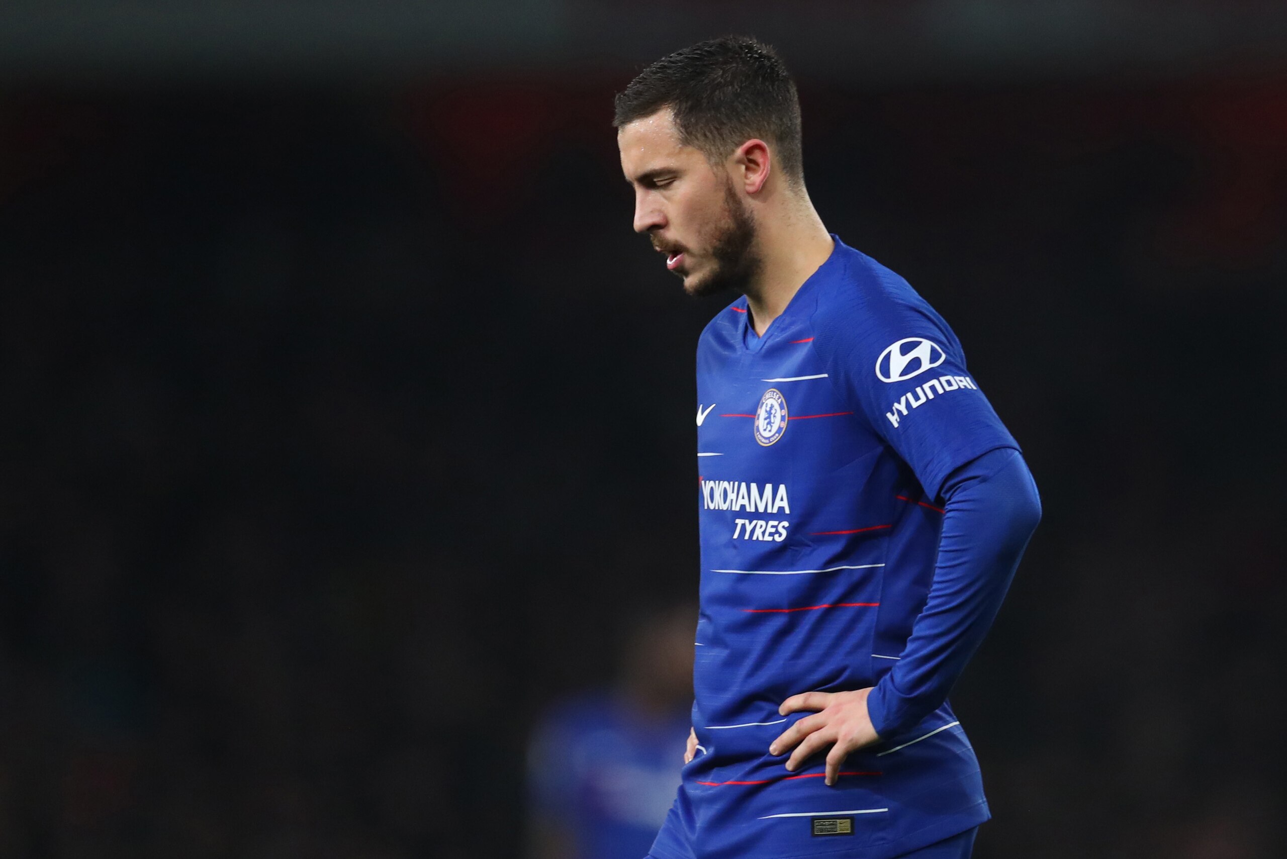 LONDON, ENGLAND - JANUARY 19: A dejected looking Eden Hazard of Chelsea during the Premier League match between Arsenal FC and Chelsea FC at Emirates Stadium on January 19, 2019 in London, United Kingdom. (Photo by Catherine Ivill/Getty Images) LONDON, ENGLAND - JANUARY 19: A dejected looking Eden Hazard of Chelsea during the Premier League match between Arsenal FC and Chelsea FC at Emirates Stadium on January 19, 2019 in London, United Kingdom. (Photo by Catherine Ivill/Getty Images)