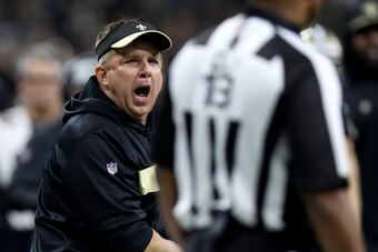 NEW ORLEANS, LOUISIANA - JANUARY 20: Head coach Sean Payton of the New Orleans Saints reacts against the Los Angeles Rams during the fourth quarter in the NFC Championship game at the Mercedes-Benz Superdome on January 20, 2019 in New Orleans, Louisiana. 