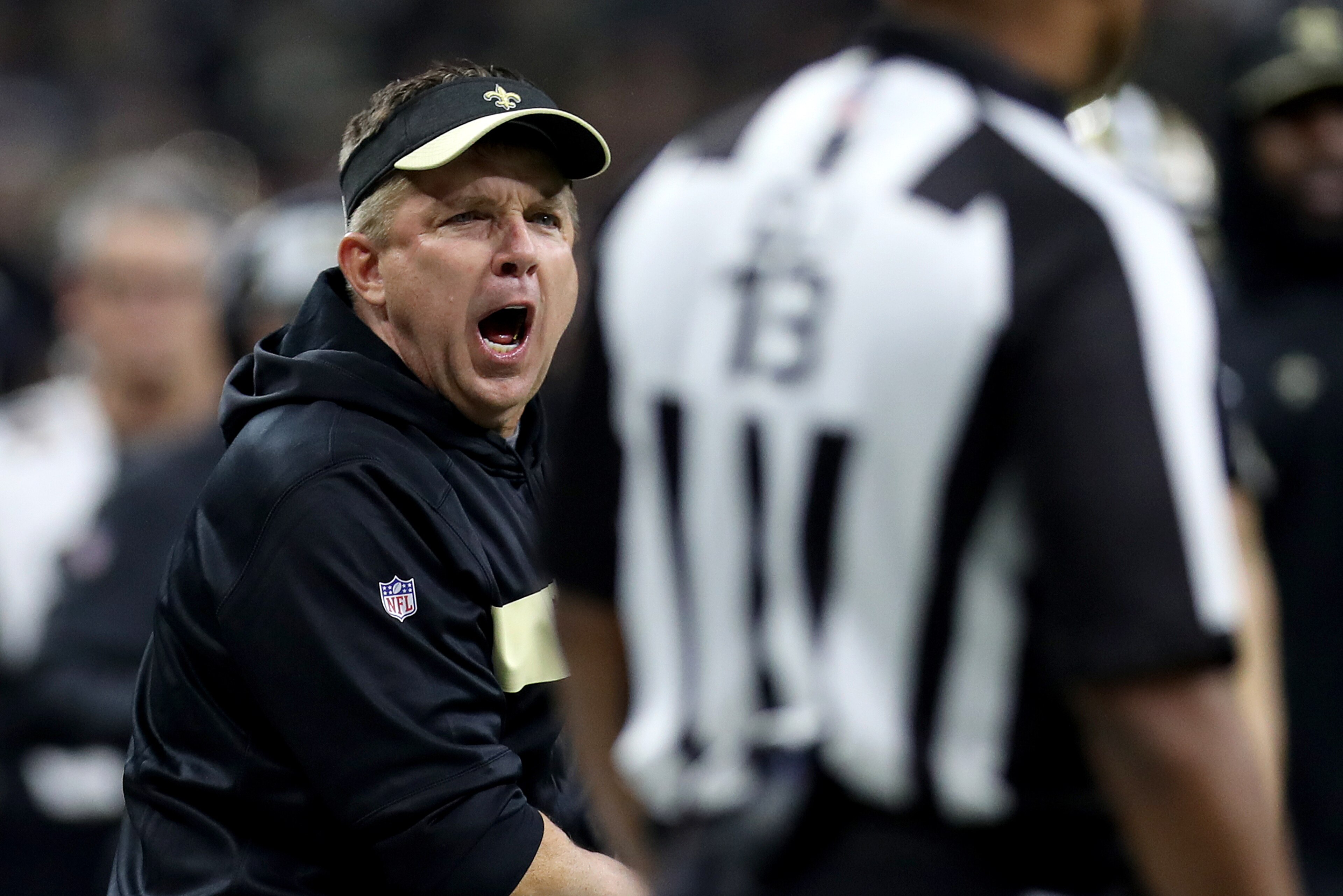 NEW ORLEANS, LOUISIANA - JANUARY 20: Head coach Sean Payton of the New Orleans Saints reacts against the Los Angeles Rams during the fourth quarter in the NFC Championship game at the Mercedes-Benz Superdome on January 20, 2019 in New Orleans, Louisiana. NEW ORLEANS, LOUISIANA - JANUARY 20: Head coach Sean Payton of the New Orleans Saints reacts against the Los Angeles Rams during the fourth quarter in the NFC Championship game at the Mercedes-Benz Superdome on January 20, 2019 in New Orleans, Louisiana.