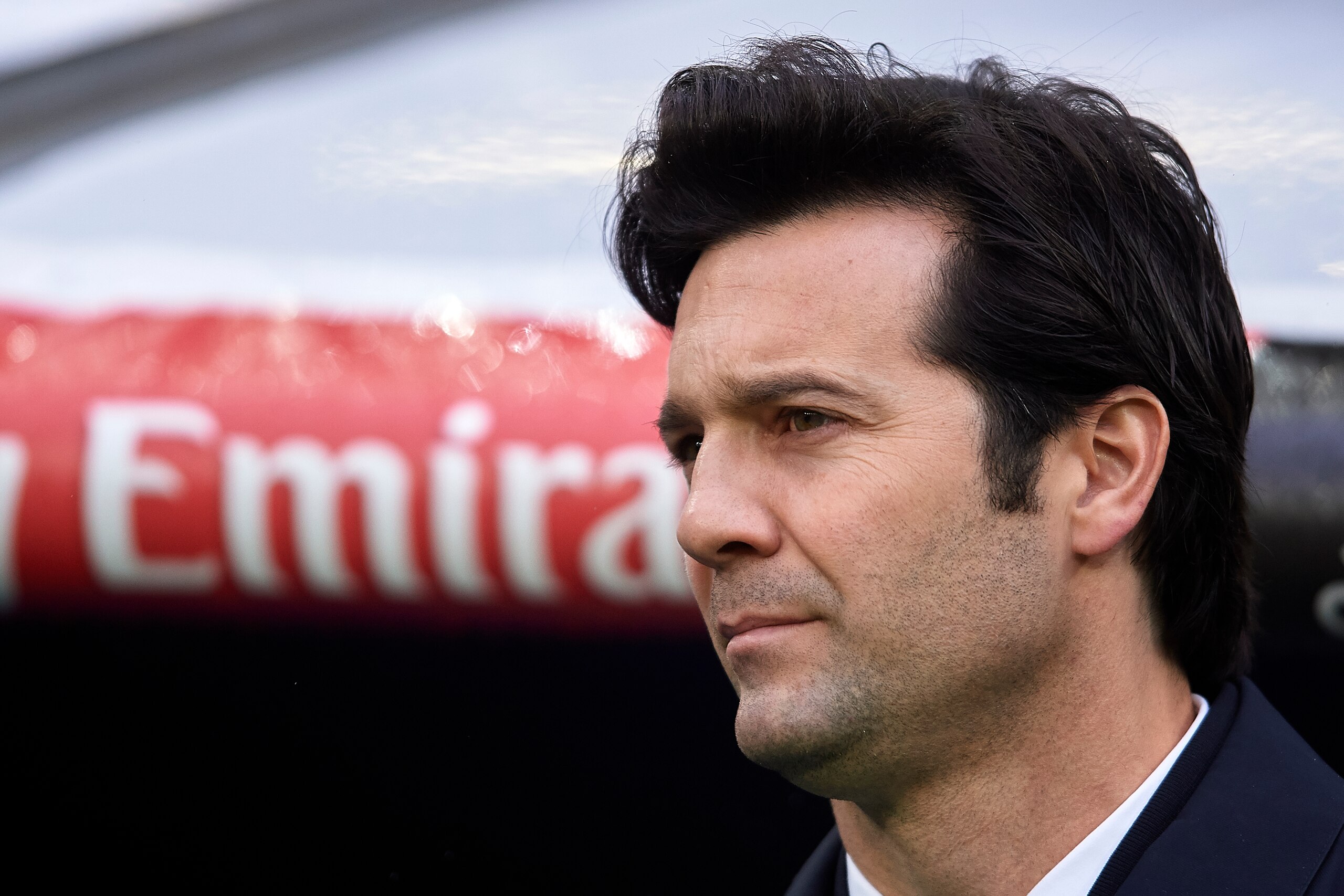 MADRID, SPAIN - JANUARY 19: Santiago Solari, Manager of Real Madrid looks on prior to the La Liga match between Real Madrid CF and Sevilla FC at Estadio Santiago Bernabeu on January 19, 2019 in Madrid, Spain. (Photo by Quality Sport Images/Getty Images)