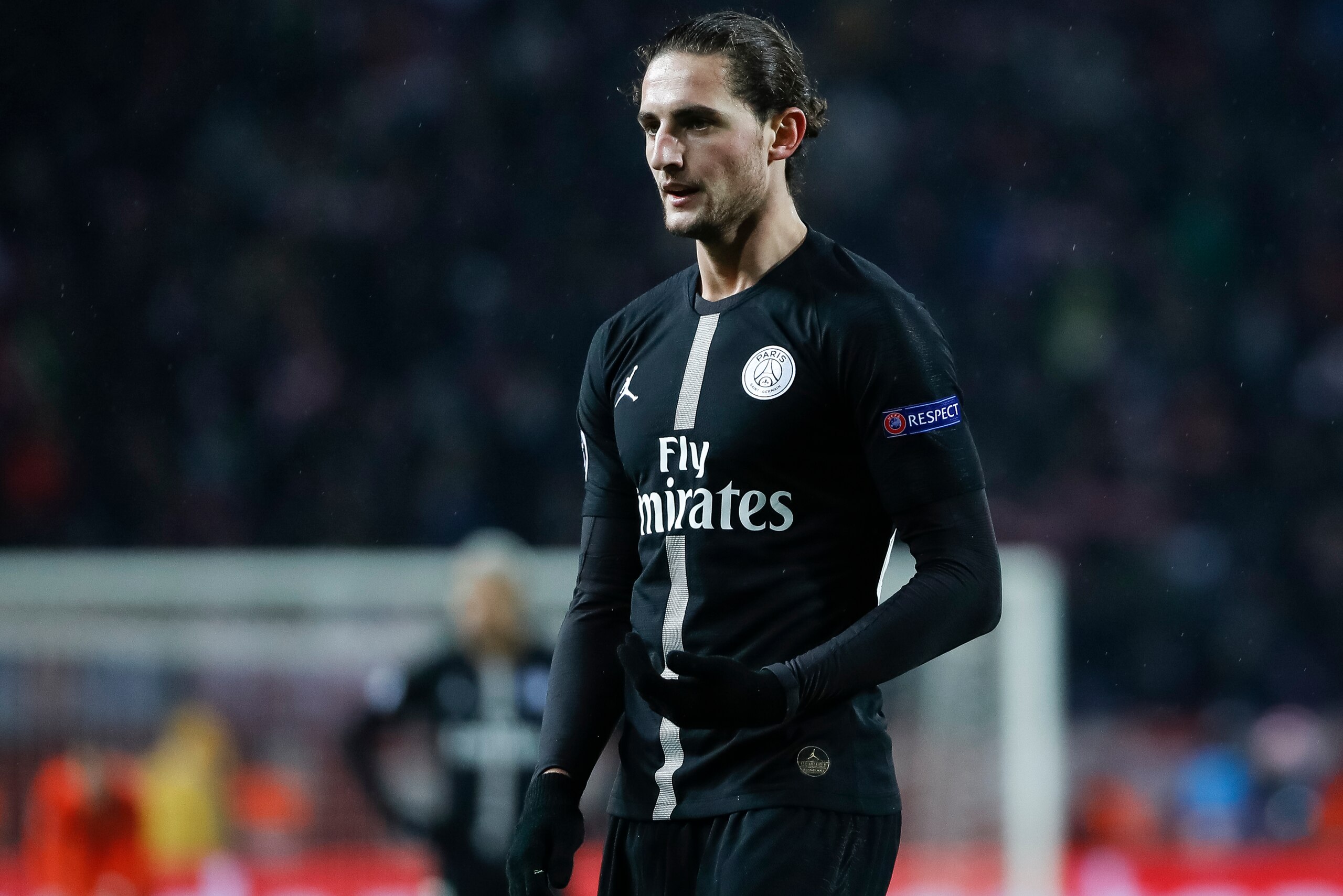 BELGRADE, SERBIA - DECEMBER 11: Adrien Rabiot of Paris Saint-Germain looks on during the UEFA Champions League Group C match between Red Star Belgrade and Paris Saint-Germain at Rajko Mitic Stadium on December 11, 2018 in Belgrade, Serbia. (Photo by Srdja