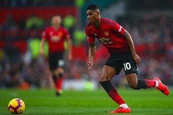 MANCHESTER, ENGLAND - JANUARY 19: Marcus Rashford of Manchester United during the Premier League match between Manchester United and Brighton & Hove Albion at Old Trafford on January 19, 2019 in Manchester, United Kingdom. (Photo by Robbie Jay Barratt - A