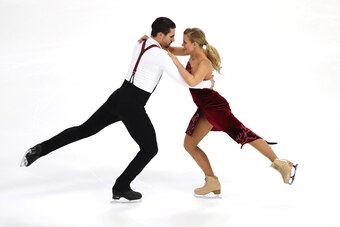 DETROIT, MICHIGAN - JANUARY 25:  Madison Hubbell and Zachary Donohue compete in the Championship Rhythm Dance during the 2019 U.S. Figure Skating Championships at Little Caesars Arena on January 25, 2019 in Detroit, Michigan. (Photo by Gregory Shamus/Gett