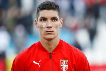 BELGRADE, SERBIA - NOVEMBER 17: Nikola Milenkovic of Serbia looks on prior to the UEFA Nations League C group four match between Serbia and Montenegro at stadium Rajko Mitic on November 17, 2018 in Belgrade, Serbia. (Photo by Srdjan Stevanovic/Getty Image