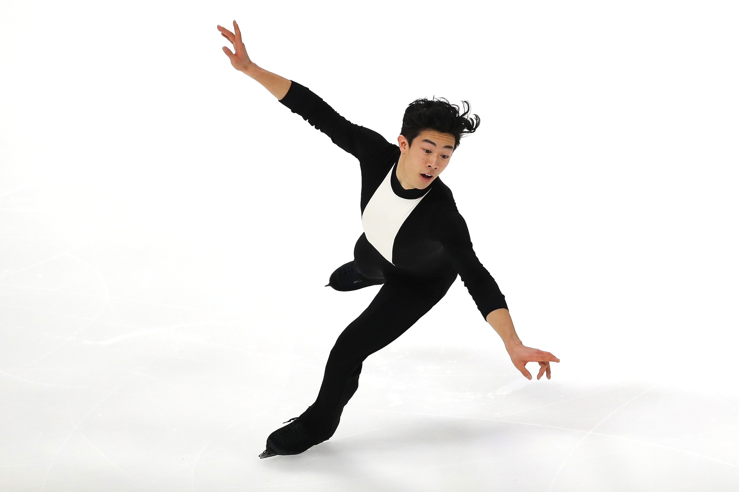 DETROIT, MICHIGAN - JANUARY 26:  Nathan Chen competes in the mens short program during the 2019 U.S. Figure Skating Championships at Little Caesars Arena on January 26, 2019 in Detroit, Michigan. (Photo by Gregory Shamus/Getty Images)