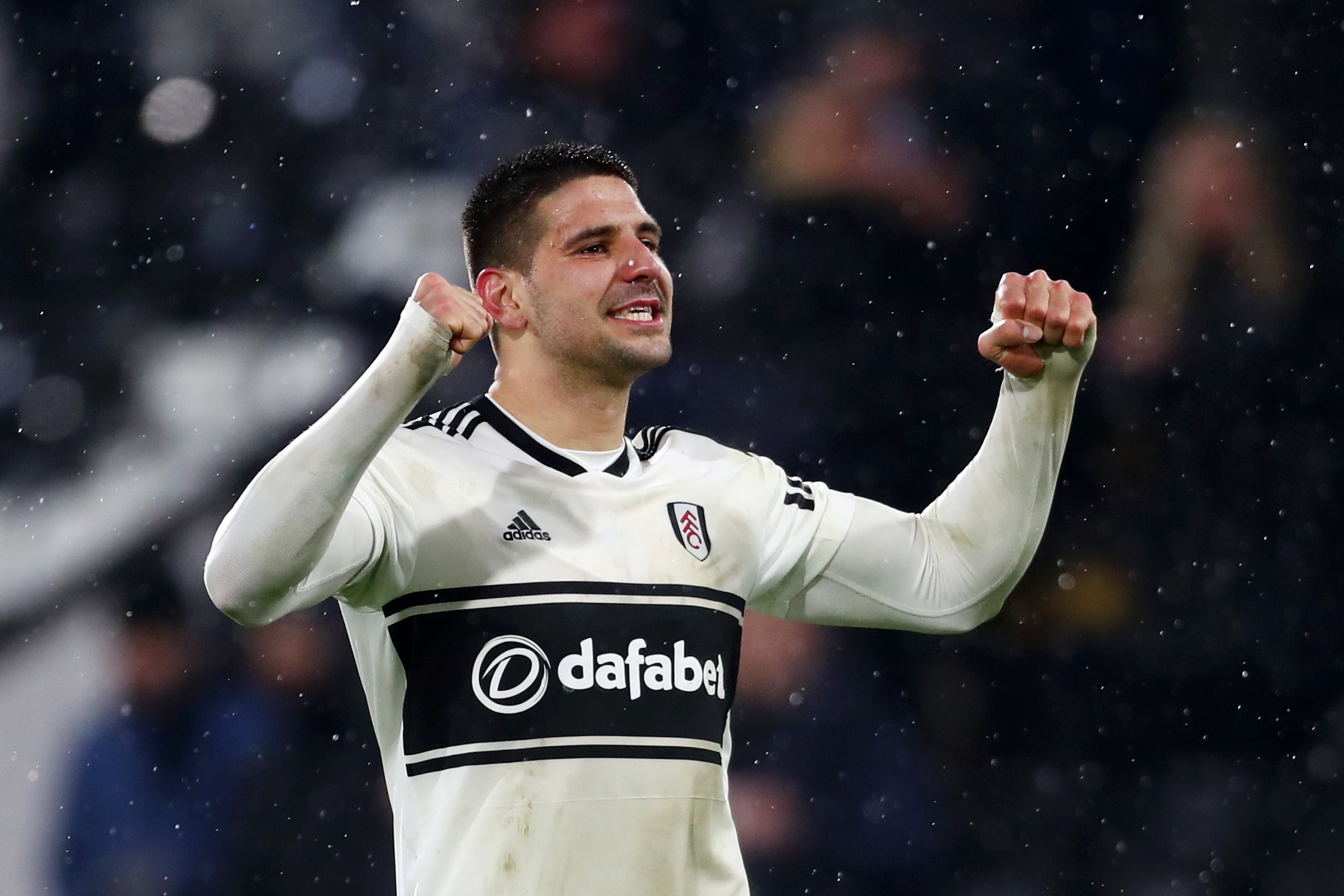 LONDON, ENGLAND - JANUARY 29:  Aleksandar Mitrovic of Fulham celebrates victory after the Premier League match between Fulham and Brighton & Hove Albion at Craven Cottage on January 29, 2019 in London, United Kingdom.  (Photo by Clive Rose/Getty Images)