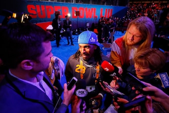 ATLANTA, GEORGIA - JANUARY 28: Nickell Robey-Coleman #23 of the Los Angeles Rams answers questions during Super Bowl LIII Opening Night at State Farm Arena on January 28, 2019 in Atlanta, Georgia. (Photo by Kevin C.  Cox/Getty Images)