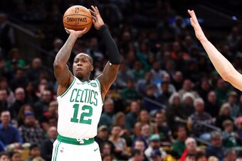 BOSTON, MA - JANUARY 28:  Terry Rozier #12 of the Boston Celtics shoots during a game against the Brooklyn Nets at TD Garden on January 28, 2019 in Boston, Massachusetts. NOTE TO USER: User expressly acknowledges and agrees that, by downloading and or usi
