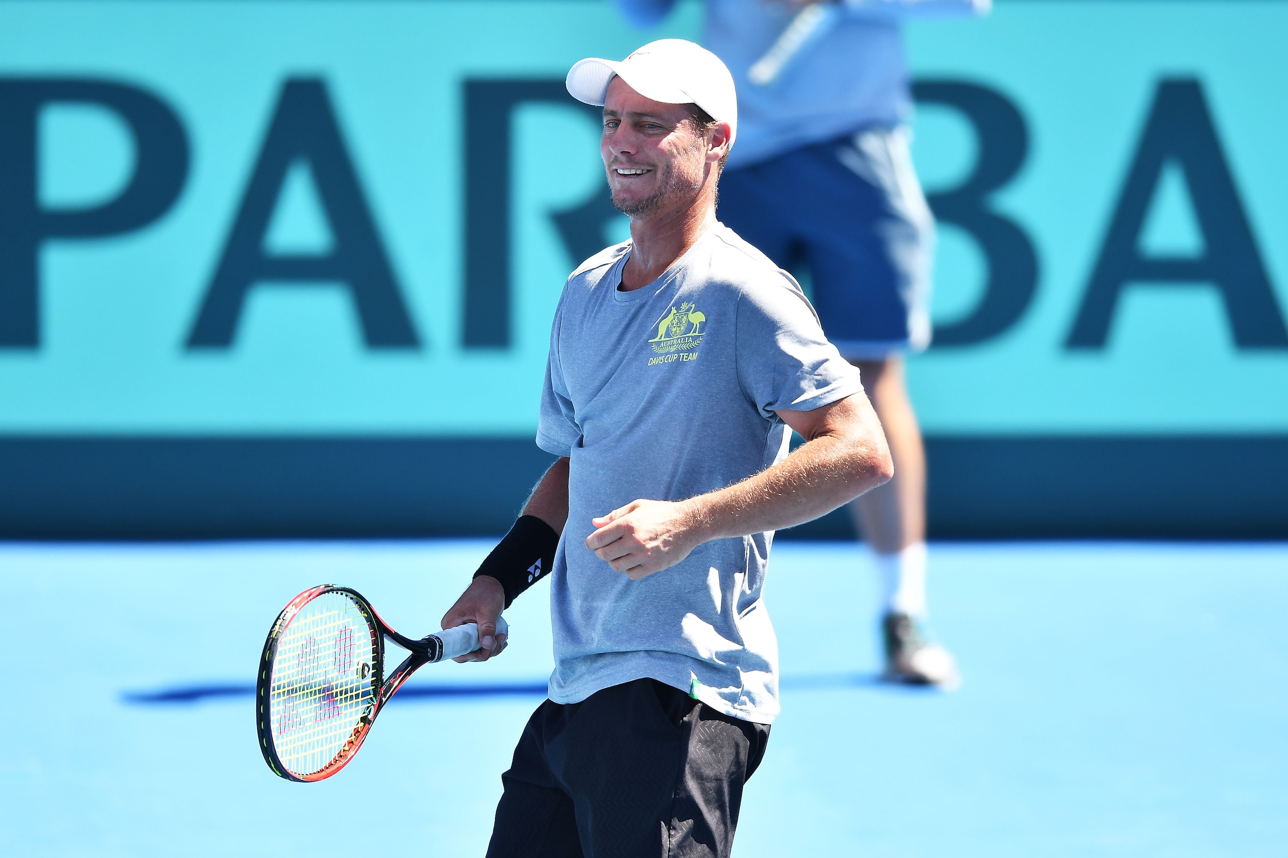 ADELAIDE, AUSTRALIA - JANUARY 29:  Lleyton Hewitt during a practice session with John Millman ahead of the Davis Cup Qualifier between Australia and Bosnia & Herzegovina at Memorial Drive on January 29, 2019 in Adelaide, Australia.  (Photo by Mark Brake/G