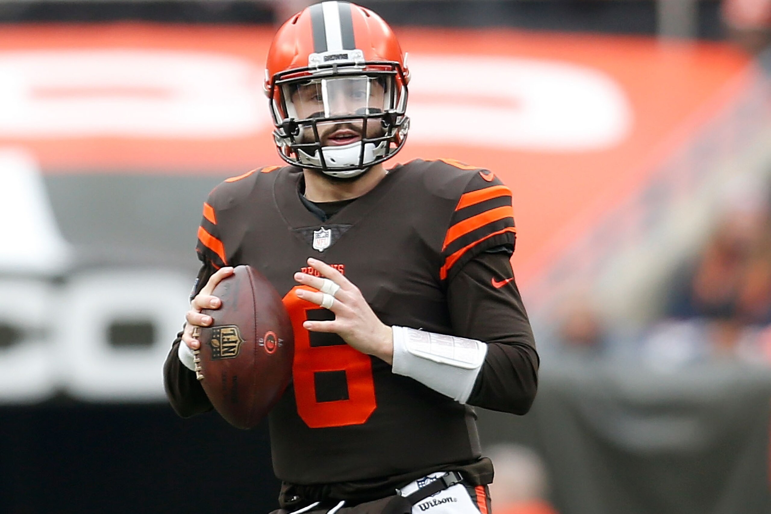 CLEVELAND, OH - DECEMBER 23:  Baker Mayfield #6 of the Cleveland Browns drops back to throw a pass during the game anginas the Cincinnati Bengals at FirstEnergy Stadium on December 23, 2018 in Cleveland, Ohio. (Photo by Kirk Irwin/Getty Images)