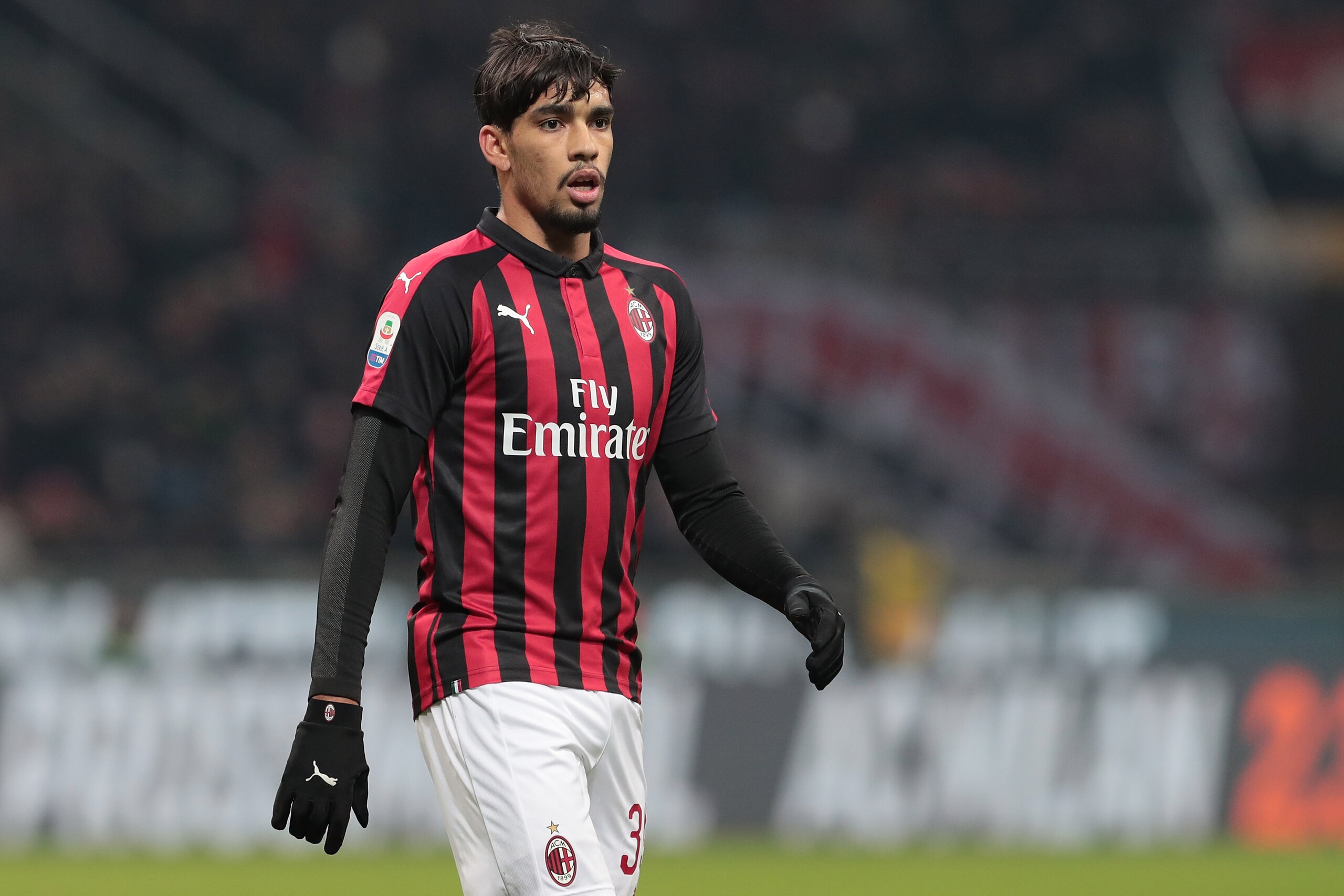 MILAN, ITALY - JANUARY 26:  Lucas Paqueta of AC Milan looks on during the Serie A match between AC Milan and SSC Napoli at Stadio Giuseppe Meazza on January 26, 2019 in Milan, Italy.  (Photo by Emilio Andreoli/Getty Images)