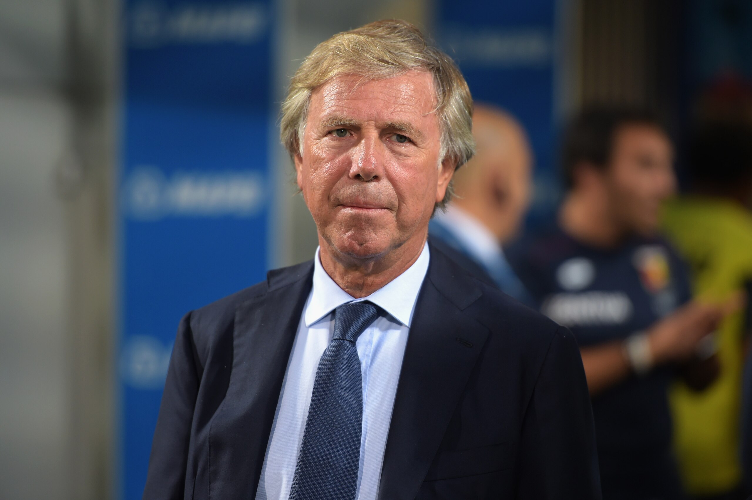 REGGIO NELL'EMILIA, ITALY - SEPTEMBER 02:  President of Genoa CFC Enrico Preziosi attends the serie A match between US Sassuolo and Genoa CFC at Mapei Stadium - Citta' del Tricolore on September 2, 2018 in Reggio nell'Emilia, Italy.  (Photo by Pier Marco 