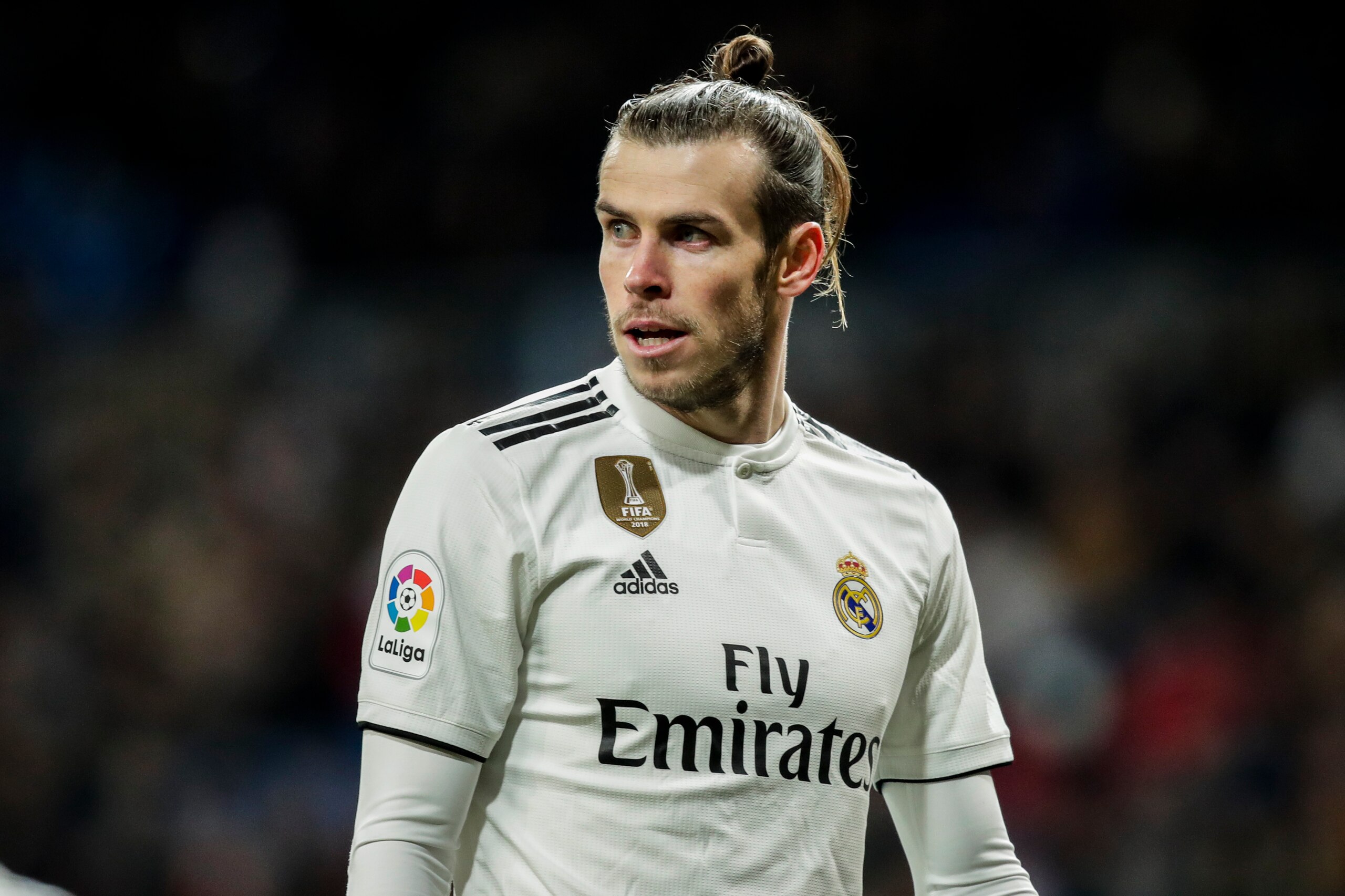 MADRID, SPAIN - FEBRUARY 3: Gareth Bale of Real Madrid during the La Liga Santander  match between Real Madrid v Deportivo Alaves at the Santiago Bernabeu on February 3, 2019 in Madrid Spain (Photo by David S. Bustamante/Soccrates/Getty Images)