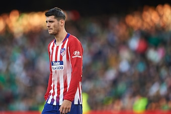 SEVILLE, SPAIN - FEBRUARY 03: Alvaro Morata of Club Atletico de Madrid looks on during the La Liga match between Real Betis Balompie and  Club Atletico de Madrid at Estadio Benito Villamarin on February 03, 2019 in Seville, Spain. (Photo by Aitor Alcalde/