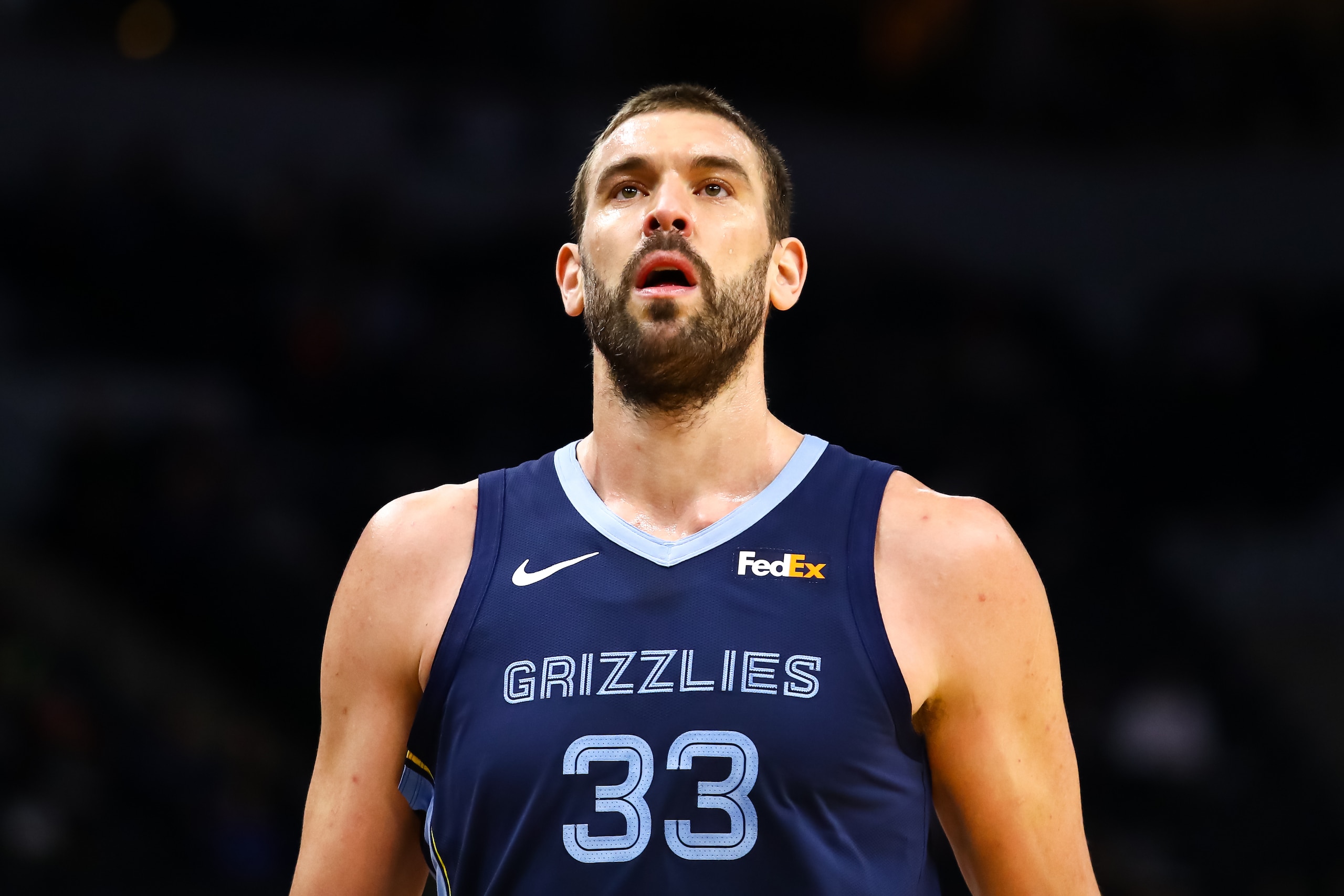 MINNEAPOLIS, MN - JANUARY 30: Marc Gasol #33 of the Memphis Grizzlies looks on in the first quarter during the game against the Minnesota Timberwolves at Target Center on January 30, 2019 in Minneapolis, Minnesota. NOTE TO USER: User expressly acknowledge MINNEAPOLIS, MN - JANUARY 30: Marc Gasol #33 of the Memphis Grizzlies looks on in the first quarter during the game against the Minnesota Timberwolves at Target Center on January 30, 2019 in Minneapolis, Minnesota. NOTE TO USER: User expressly acknowledge