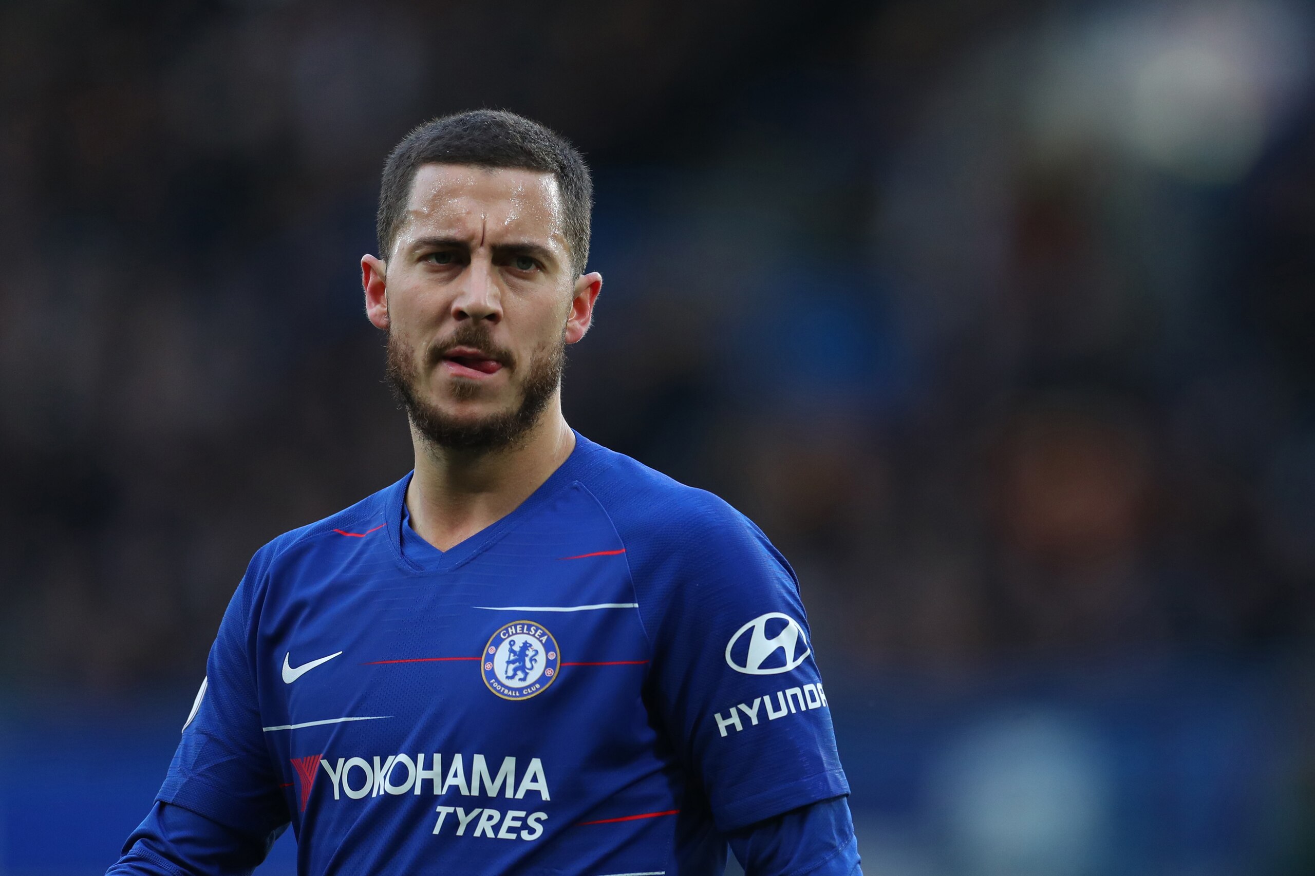 LONDON, ENGLAND - FEBRUARY 02: Eden Hazard of Chelsea  during the Premier League match between Chelsea FC and Huddersfield Town at Stamford Bridge on February 02, 2019 in London, United Kingdom. (Photo by Catherine Ivill/Getty Images)