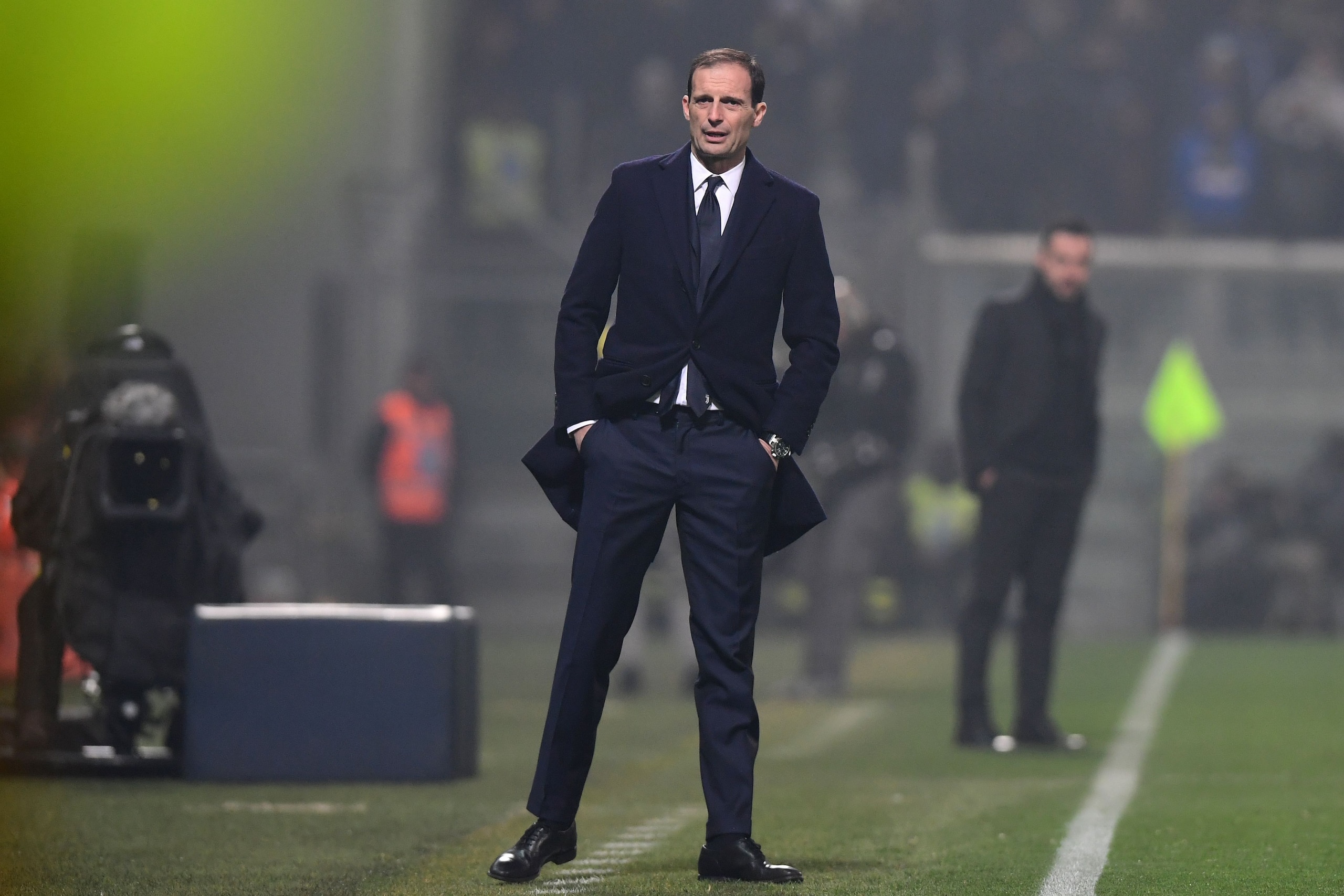 Juventus' Italian coach Massimiliano Allegri looks on during the Italian Serie A football match Sassuolo vs Juventus on February 10, 2019 at the Mapei Stadium - Citta del Tricolore stadium in Reggio Emilia. (Photo by Miguel MEDINA / AFP)        (Photo cre