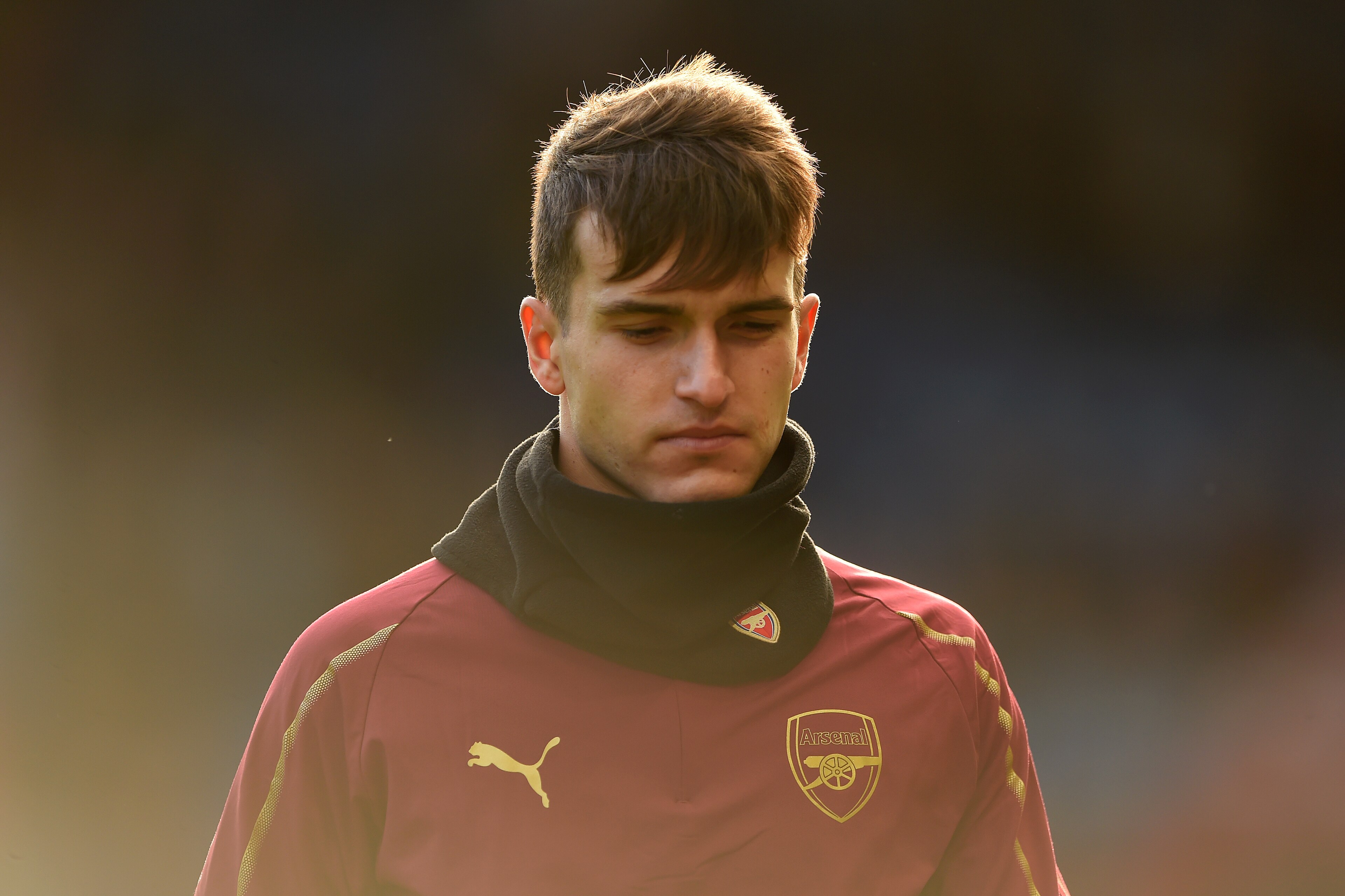 HUDDERSFIELD, ENGLAND - FEBRUARY 09: Denis Suarez of Arsenal looks on during the warm up prior to the Premier League match between Huddersfield Town and Arsenal FC at John Smith's Stadium on February 09, 2019 in Huddersfield, United Kingdom. (Photo by Har
