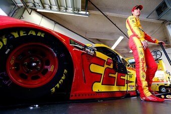 DAYTONA BEACH, FL - FEBRUARY 16:  Joey Logano, driver of the #22 Shell Pennzoil Ford, during practice for the Monster Energy NASCAR Cup Series 61st Annual Daytona 500 at Daytona International Speedway on February 16, 2019 in Daytona Beach, Florida.  (Phot