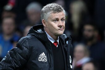 MANCHESTER, ENGLAND - FEBRUARY 12: Coach of Manchester United Ole Gunnar Solskjaer during the UEFA Champions League Round of 16 First Leg match between Manchester United (Man U) and Paris Saint-Germain (PSG) at Old Trafford stadium on February 12, 2019 in