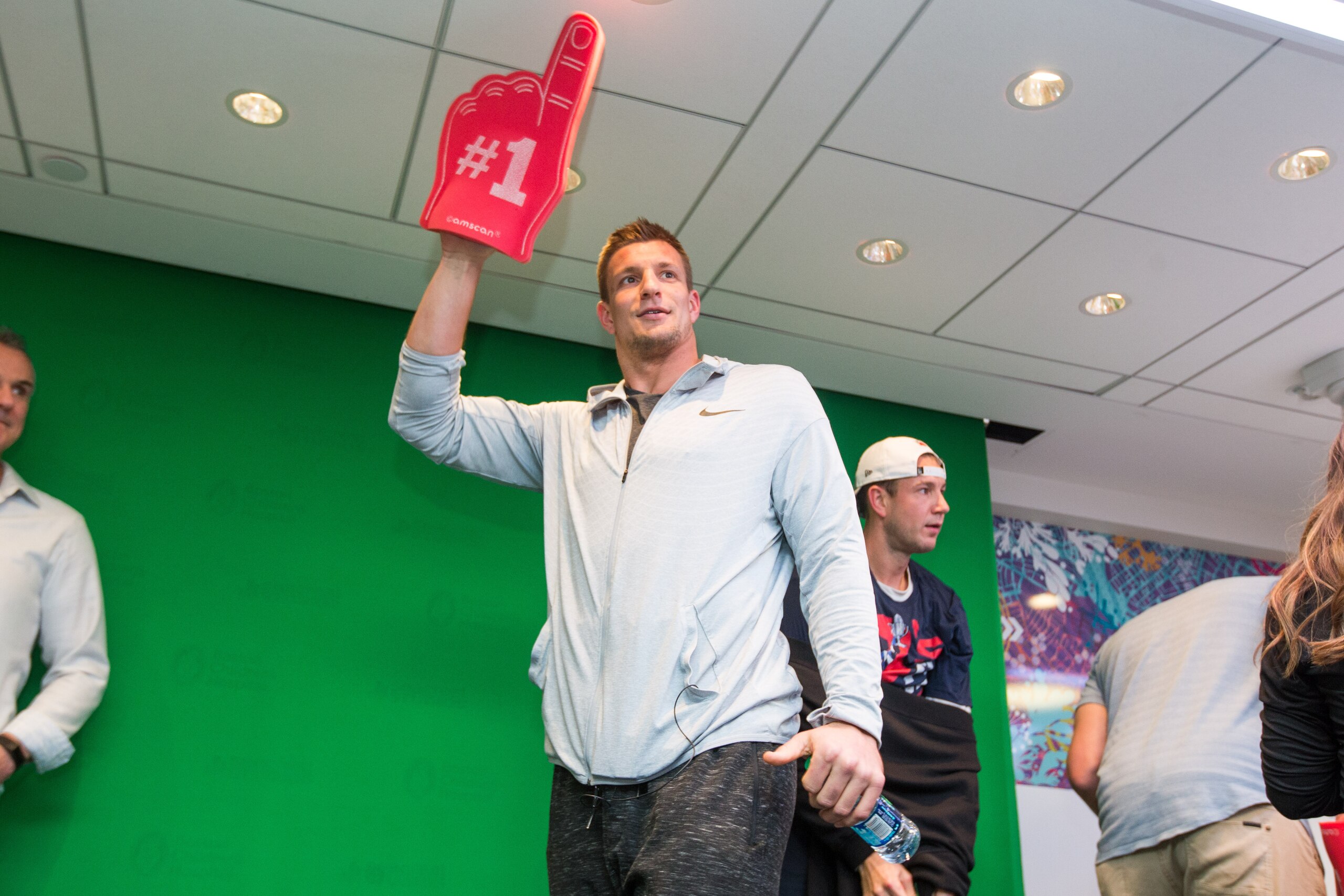BOSTON, MA - FEBRUARY 13:  Gronkowski Family Foundation makes donation to Boston Children's Hospital at Boston Children's Hospital on February 13, 2019 in Boston, Massachusetts.  (Photo by Scott Eisen/Getty Images for Boston Children's Hospital)