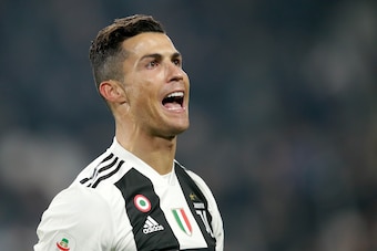 TURIN, ITALY - FEBRUARY 15: Cristiano Ronaldo of Juventus celebrates goal during the Italian Serie A   match between Juventus v Frosinone at the Allianz Stadium on February 15, 2019 in Turin Italy (Photo by Peter Lous/Soccrates/Getty Images)