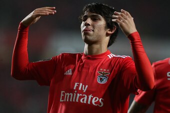 LISBON, PORTUGAL - FEBRUARY 10:  Joao Felix of SL Benfica celebrates after scoring a goal during the Liga NOS match between SL Benfica and CD Nacional at Estadio da Luz on February 10, 2019 in Lisbon, Portugal.  (Photo by Gualter Fatia/Getty Images)