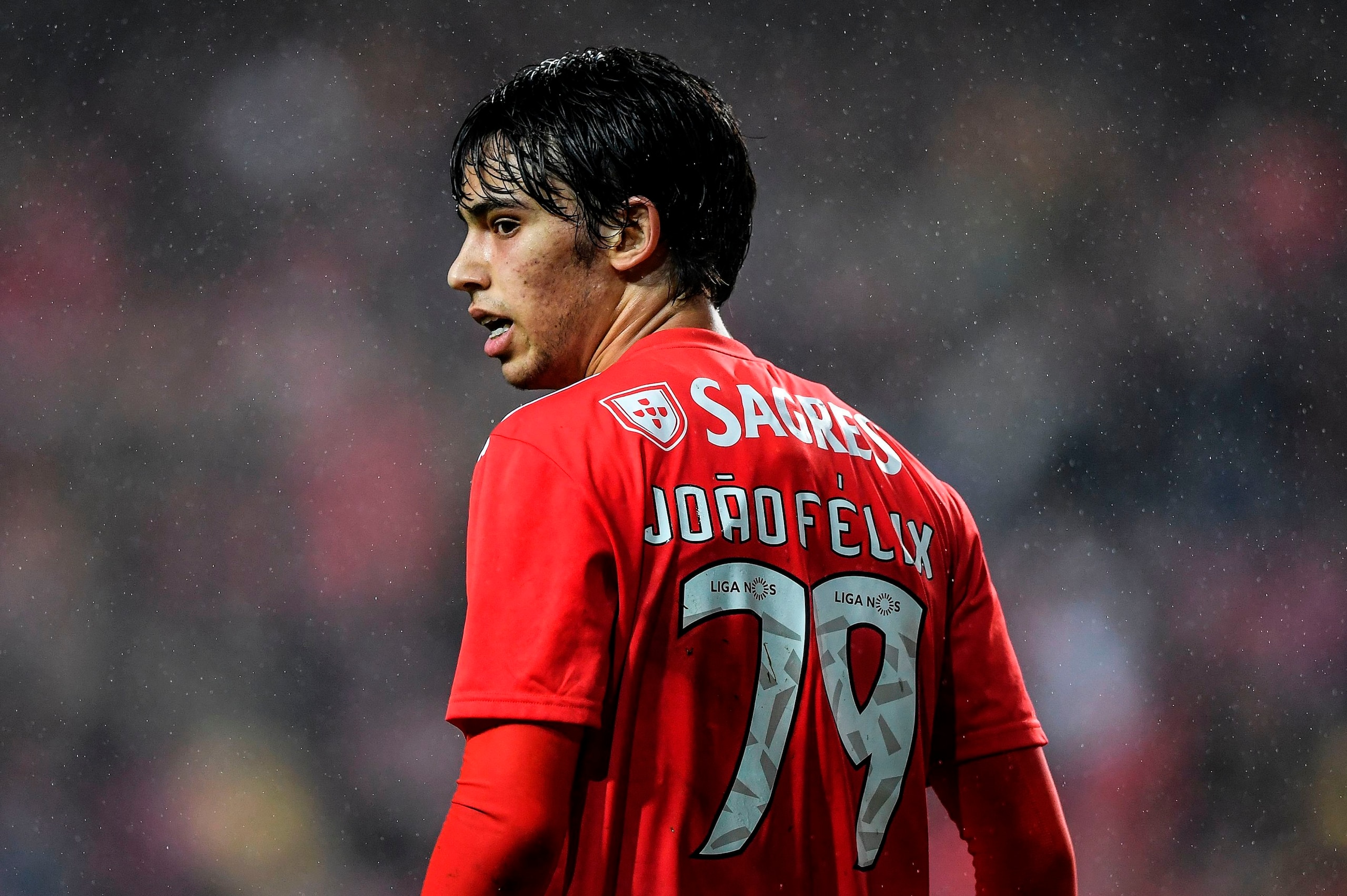 Benfica's midfielder Joao Felix looks on during the Portuguese League football match between SL Benfica and CD Nacional at the Luz stadium in Lisbon on February 10, 2019. (Photo by PATRICIA DE MELO MOREIRA / AFP)        (Photo credit should read PATRICIA 
