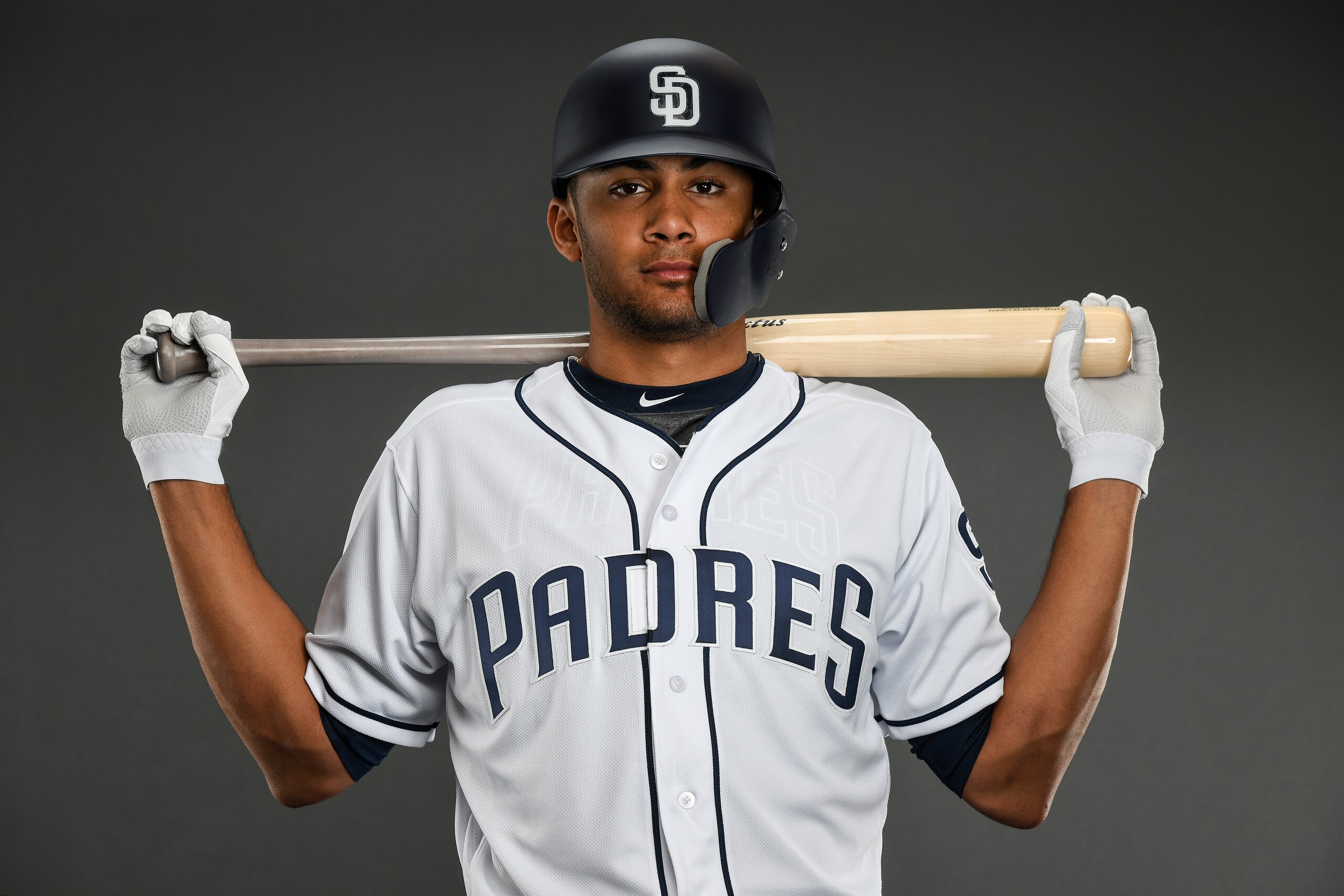 PEORIA, AZ - FEBRUARY 21: Fernando Tatis Jr. #84 of the San Diego Padres poses for a portrait at the Peoria Sports Complex on February 21, 2018 in Peoria, Arizona. (Photo by Andy Hayt/San Diego Padres/Getty Images)