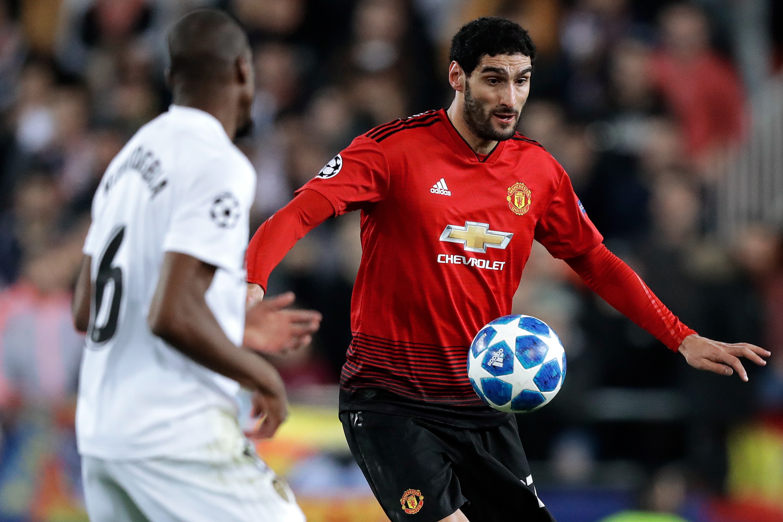 VALENCIA, SPAIN - DECEMBER 12: Marouane Fellaini of Manchester United  during the UEFA Champions League  match between Valencia v Manchester United at the Estadio de Mestalla on December 12, 2018 in Valencia Spain (Photo by Jeroen Meuwsen/Soccrates/Getty 