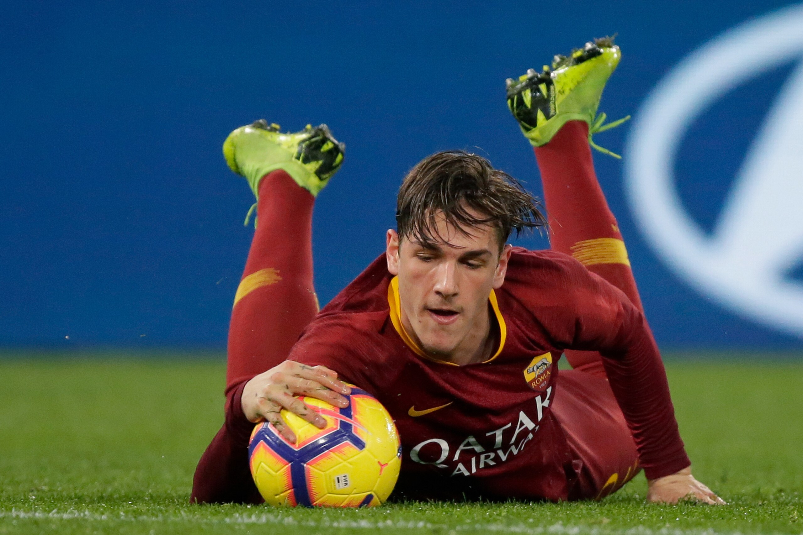 ROME, ITALY - FEBRUARY 18: Nicolo Zaniolo of AS Roma  during the Italian Serie A   match between AS Roma v Bologna at the Stadio Olimpico Rome on February 18, 2019 in Rome Italy (Photo by Peter Lous/Soccrates/Getty Images)