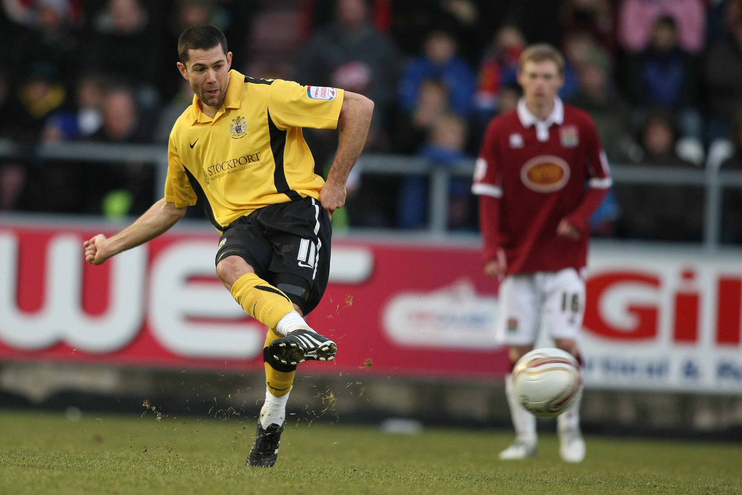 NORTHAMPTON, ENGLAND - DECEMBER 4: Anthony Pulis of Stockport County in action during the npower League Two match between Northampton Town and Stockport County at Sixfields Stadium on December 4, 2010 in Northampton, England (Photo by Pete Norton/Getty Im NORTHAMPTON, ENGLAND - DECEMBER 4: Anthony Pulis of Stockport County in action during the npower League Two match between Northampton Town and Stockport County at Sixfields Stadium on December 4, 2010 in Northampton, England (Photo by Pete Norton/Getty Im
