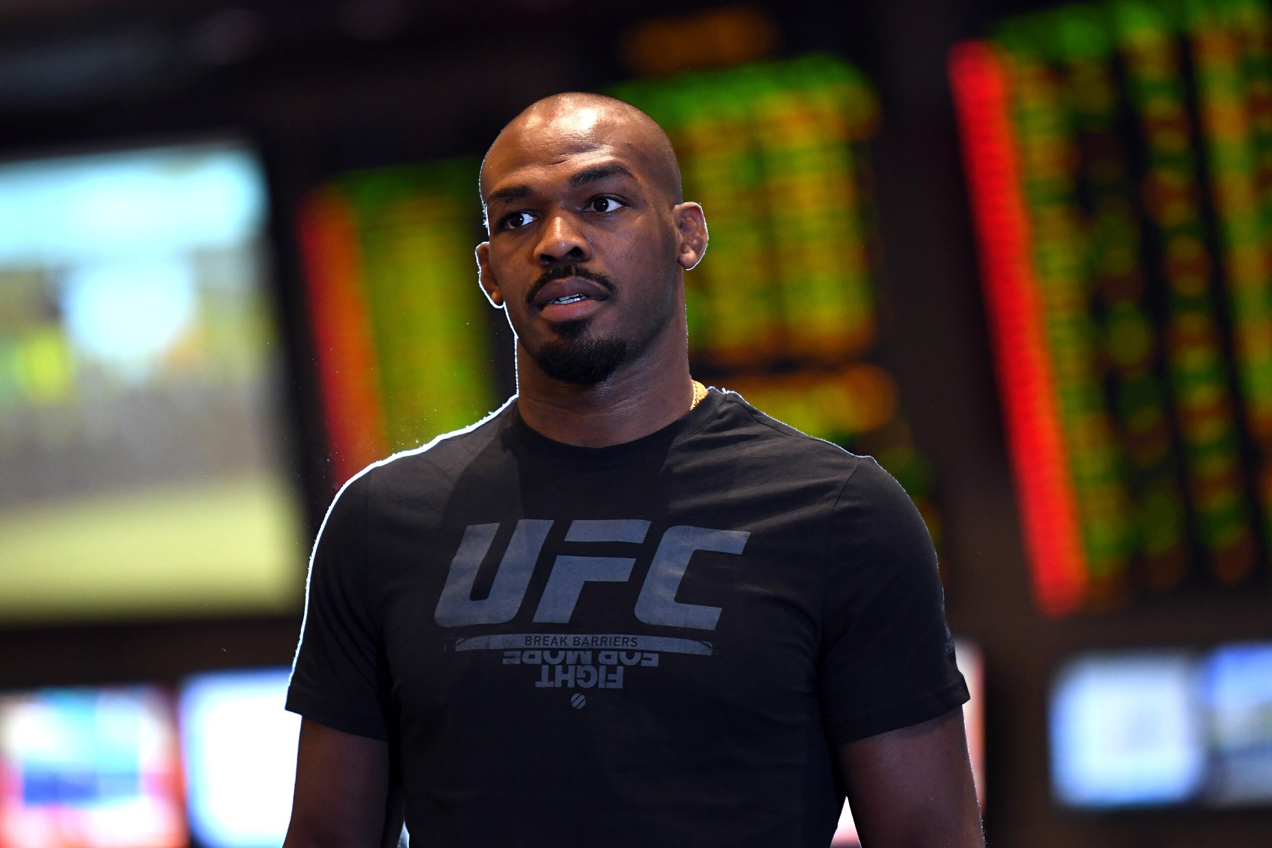 LAS VEGAS, NEVADA - FEBRUARY 28:  Jon Jones performs an open workout for fans and media during the UFC 235 Open Workouts event at MGM Grand Hotel & Casino on February 28, 2019 in Las Vegas, Nevada. (Photo by Jeff Bottari/Zuffa LLC/Zuffa LLC via Getty Imag