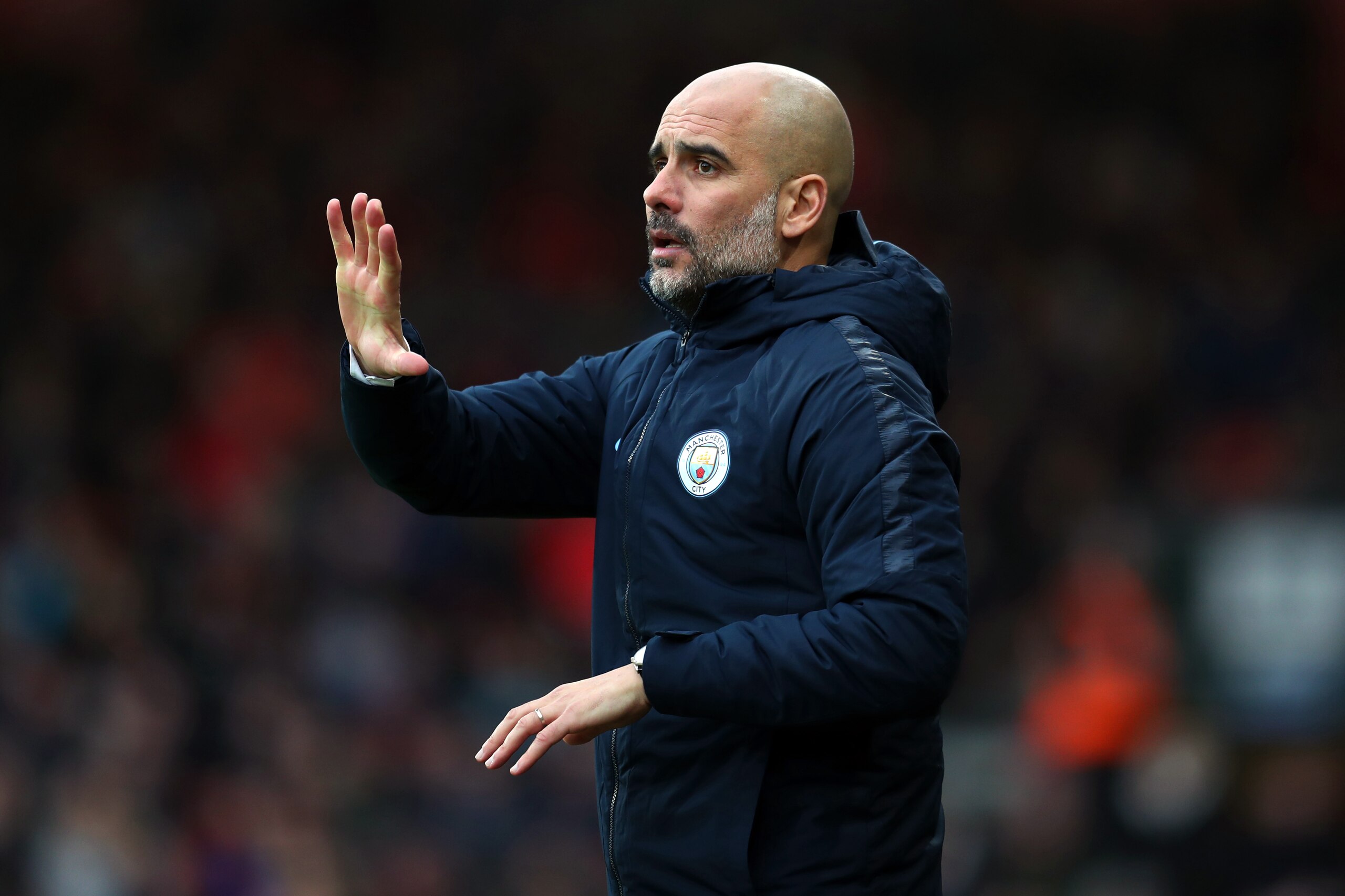 BOURNEMOUTH, ENGLAND - MARCH 02: Pep Guardiola the head coach / manager of Manchester City during the Premier League match between AFC Bournemouth and Manchester City at Vitality Stadium on March 02, 2019 in Bournemouth, United Kingdom. (Photo by Catheri BOURNEMOUTH, ENGLAND - MARCH 02: Pep Guardiola the head coach / manager of Manchester City during the Premier League match between AFC Bournemouth and Manchester City at Vitality Stadium on March 02, 2019 in Bournemouth, United Kingdom. (Photo by Catheri