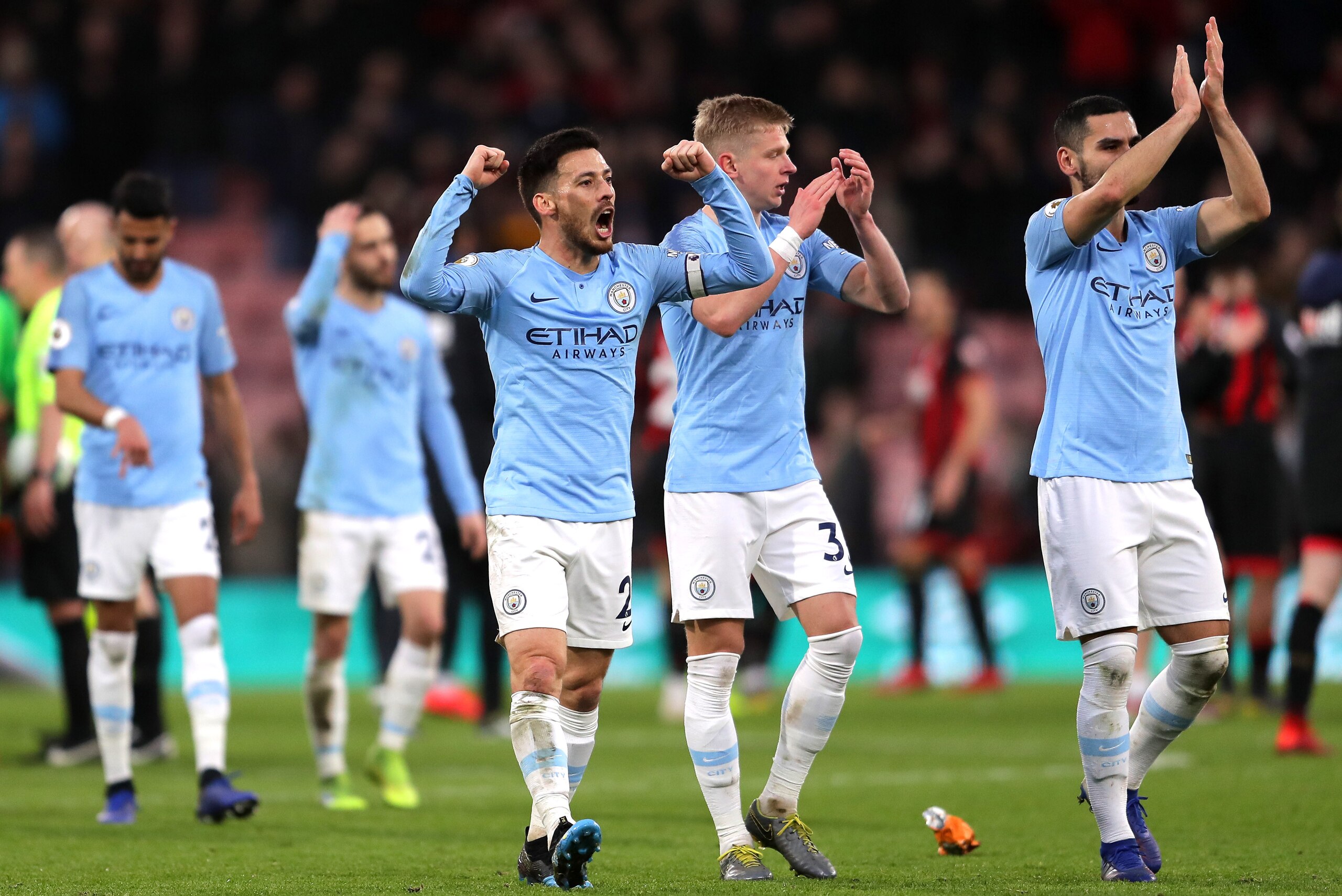 BOURNEMOUTH, ENGLAND - MARCH 02: David Silva of Manchester City celebrates victory after the Premier League match between AFC Bournemouth and Manchester City at Vitality Stadium on March 02, 2019 in Bournemouth, United Kingdom. (Photo by Richard Heathcote BOURNEMOUTH, ENGLAND - MARCH 02: David Silva of Manchester City celebrates victory after the Premier League match between AFC Bournemouth and Manchester City at Vitality Stadium on March 02, 2019 in Bournemouth, United Kingdom. (Photo by Richard Heathcote