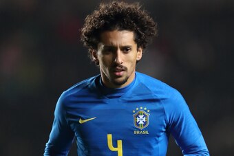 MILTON KEYNES, ENGLAND - NOVEMBER 20: Marquinhos of Brazil during the International Friendly match between Brazil and Cameroon at Stadium mk on November 20, 2018 in Milton Keynes, England. (Photo by James Williamson - AMA/Getty Images)