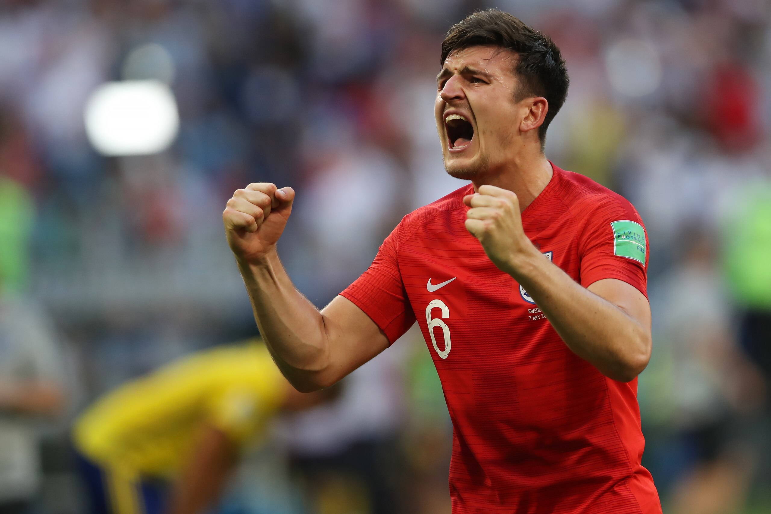SAMARA, RUSSIA - JULY 07: Harry Maguire of England is seen during the 2018 FIFA World Cup Russia Quarter Final match between Sweden and England at Samara Arena on July 7, 2018 in Samara, Russia. (Photo by Ian MacNicol/Getty Images) SAMARA, RUSSIA - JULY 07: Harry Maguire of England is seen during the 2018 FIFA World Cup Russia Quarter Final match between Sweden and England at Samara Arena on July 7, 2018 in Samara, Russia. (Photo by Ian MacNicol/Getty Images)
