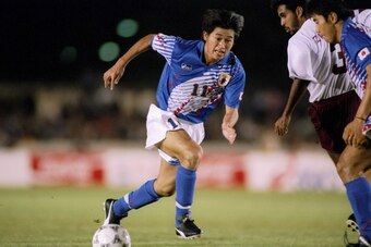 1994:  Kazuyoshi Miura of Japan in action during a game against Qatar at the Asian Games in Hiroshima, Japan. Mandatory Credit: Mike Powell  /Allsport